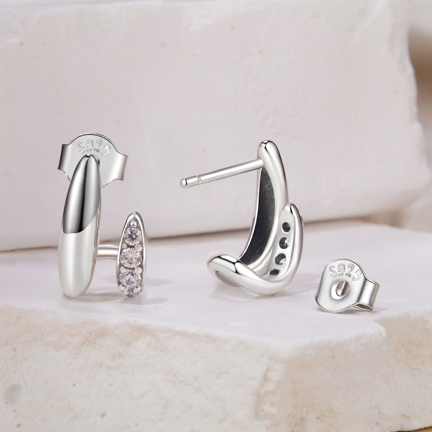 925 Sterling Silver Earrings with Pavé Setting CZ