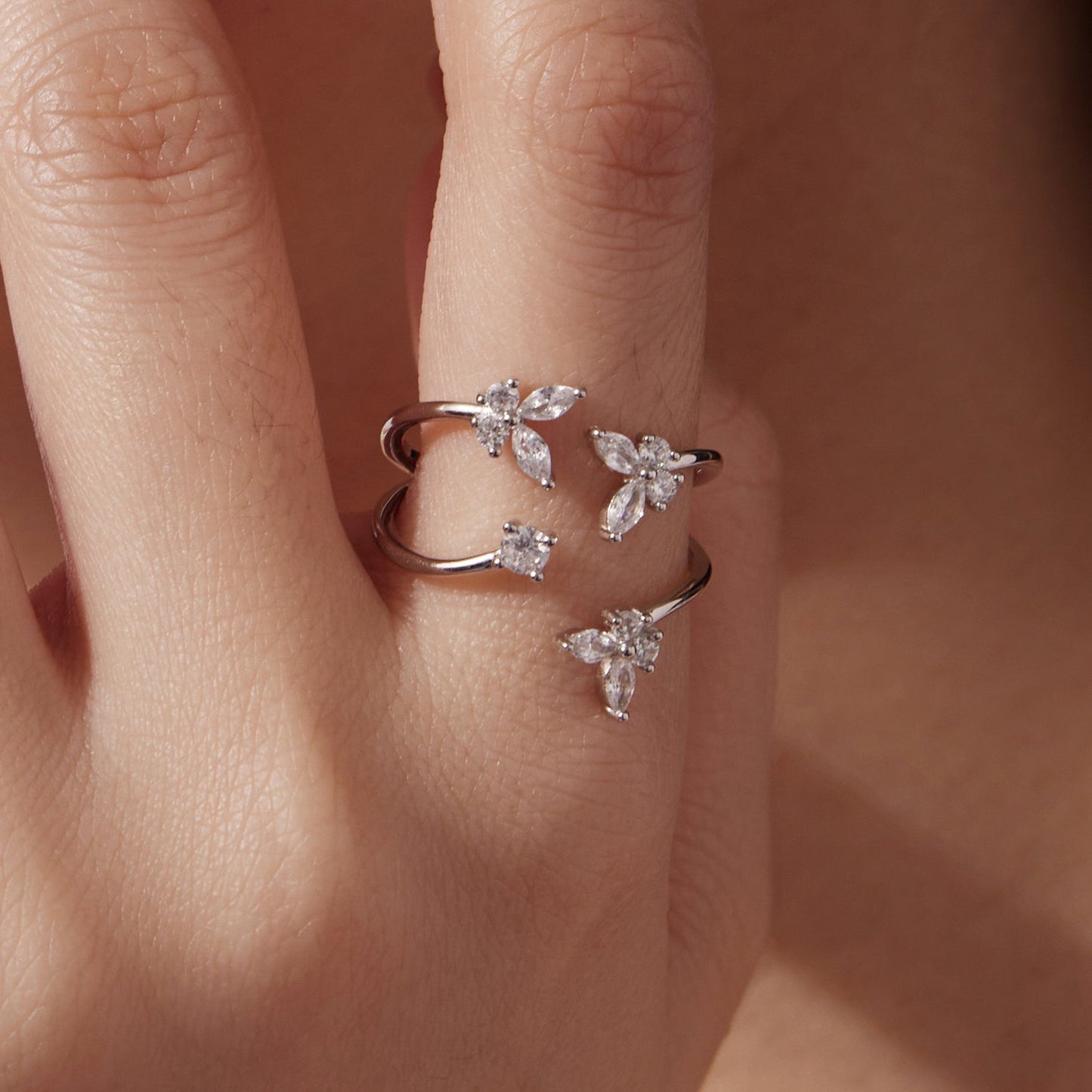 925 Sterling Silver Pavé Setting CZ White Gold Plated Ring 0.18cm for Women