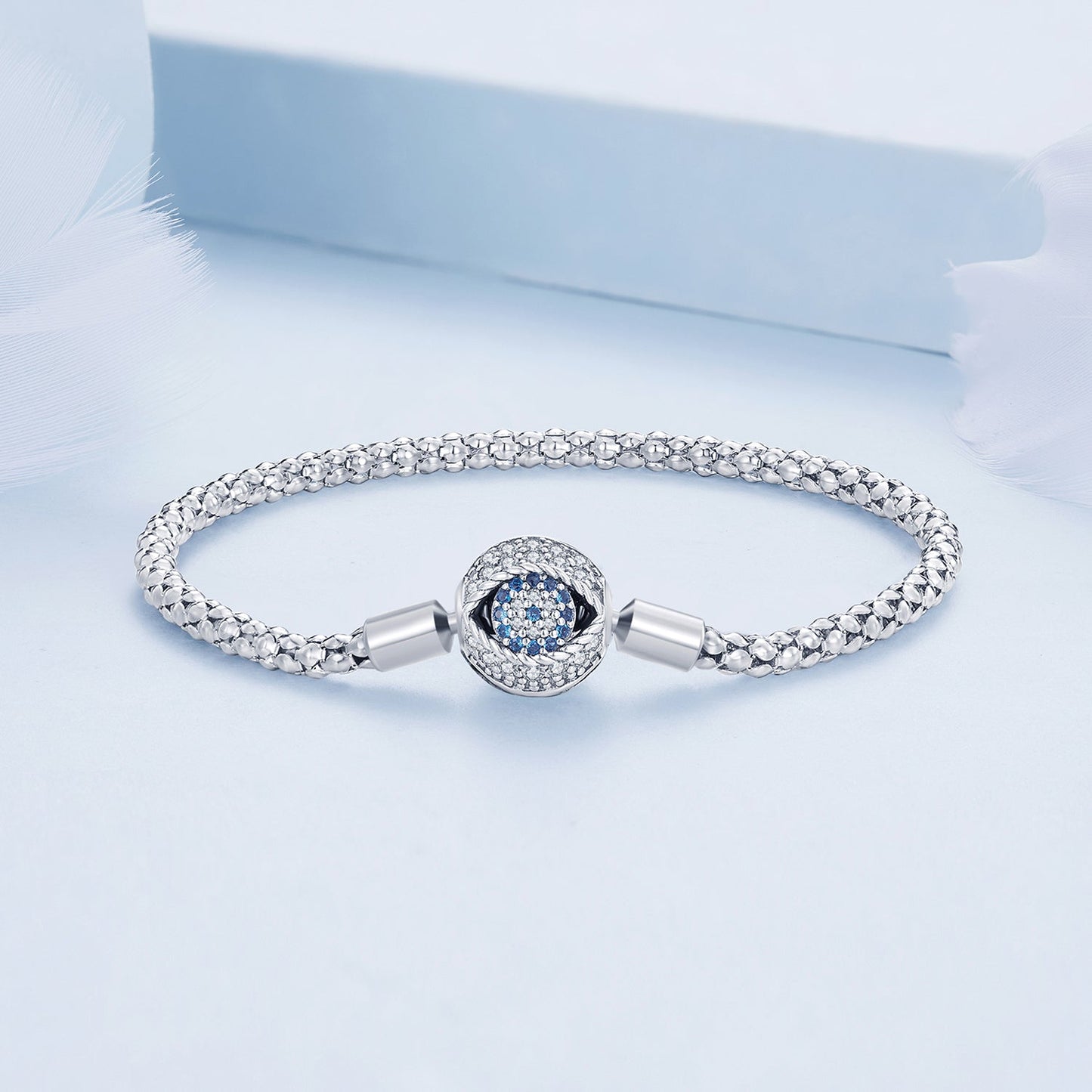 925 Sterling Silver Pavé Setting CZ 17.0 cm Oxidized Silver Bracelet for Women