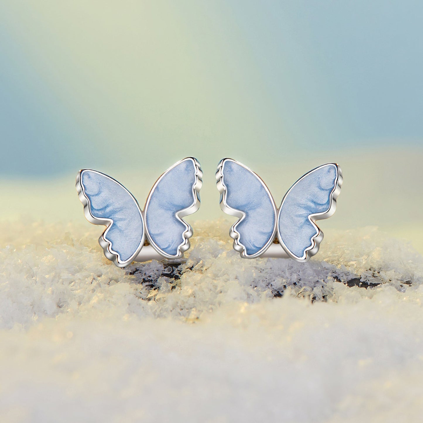 925 Sterling Silver Enamel White Gold Plated Earrings for Women - 1.0x1.2cm