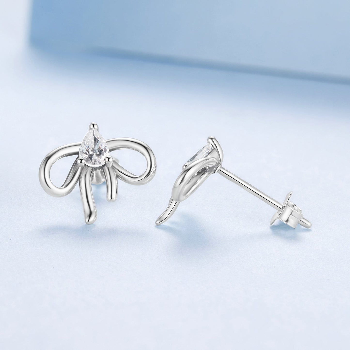 925 Sterling Silver Earrings with Pavé Setting & Oxidized Finish