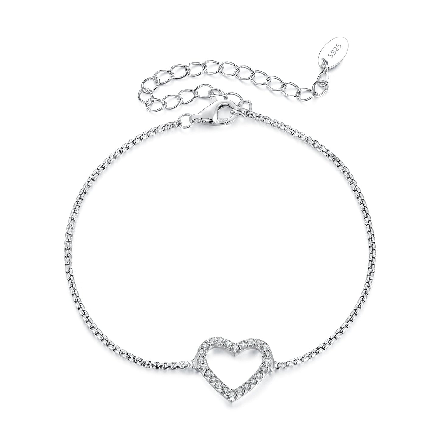 925 Sterling Silver Plated White Gold Moissanite Bracelet for Women