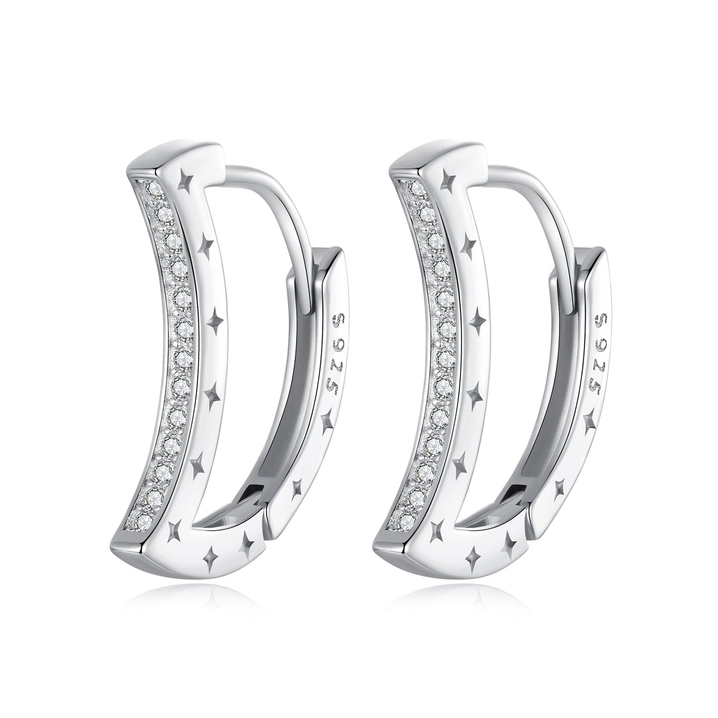 925 Sterling Silver Pave Setting CZ White Gold Plated Earrings for Women