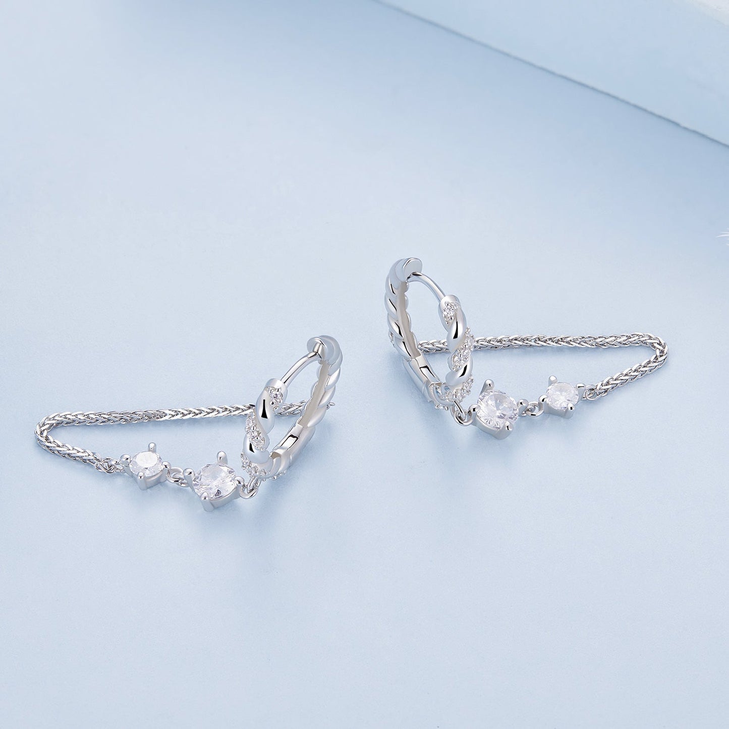 925 Sterling Silver Earrings with Pavé Setting CZ, 34*6mm for Women