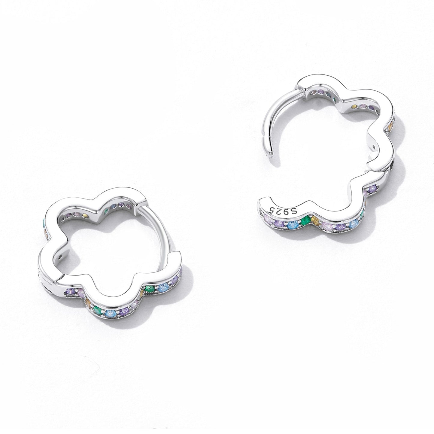925 Sterling Silver Earrings with Pavé Setting CZ and Platinum Plating for Women
