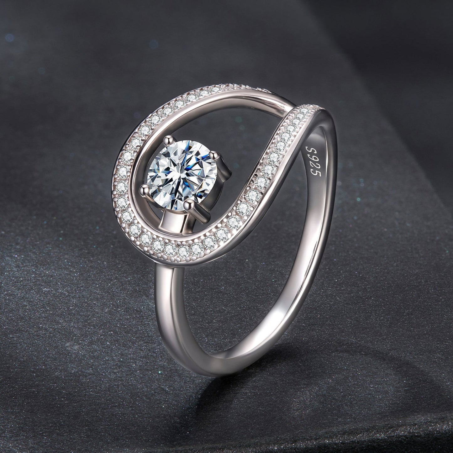 925 Sterling Silver 0.50 Carat Moissanite Ring Size 6 for Women