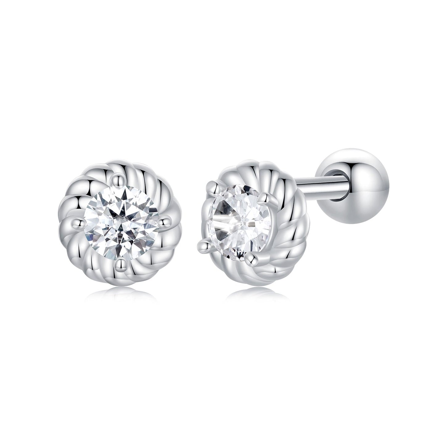 925 Sterling Silver 3mm Moissanite Earrings for Women