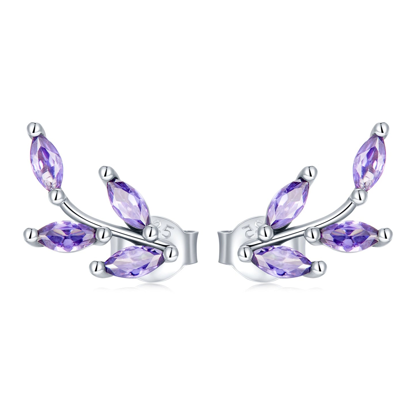925 Sterling Silver Earrings with CZ and Oxidized Finish - 1.3*0.6cm