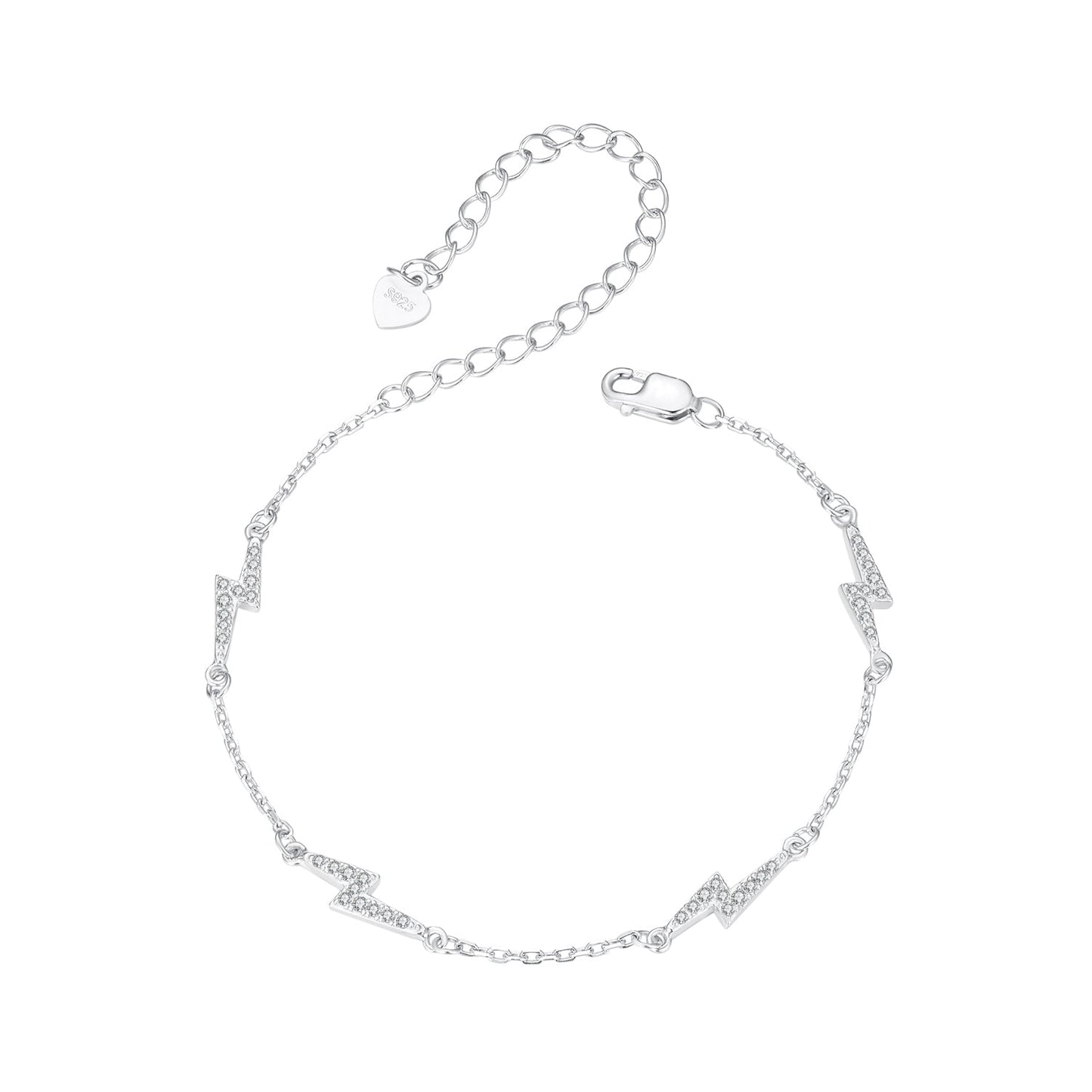 925 Sterling Silver Pave Setting CZ Bracelet with White Gold Plating