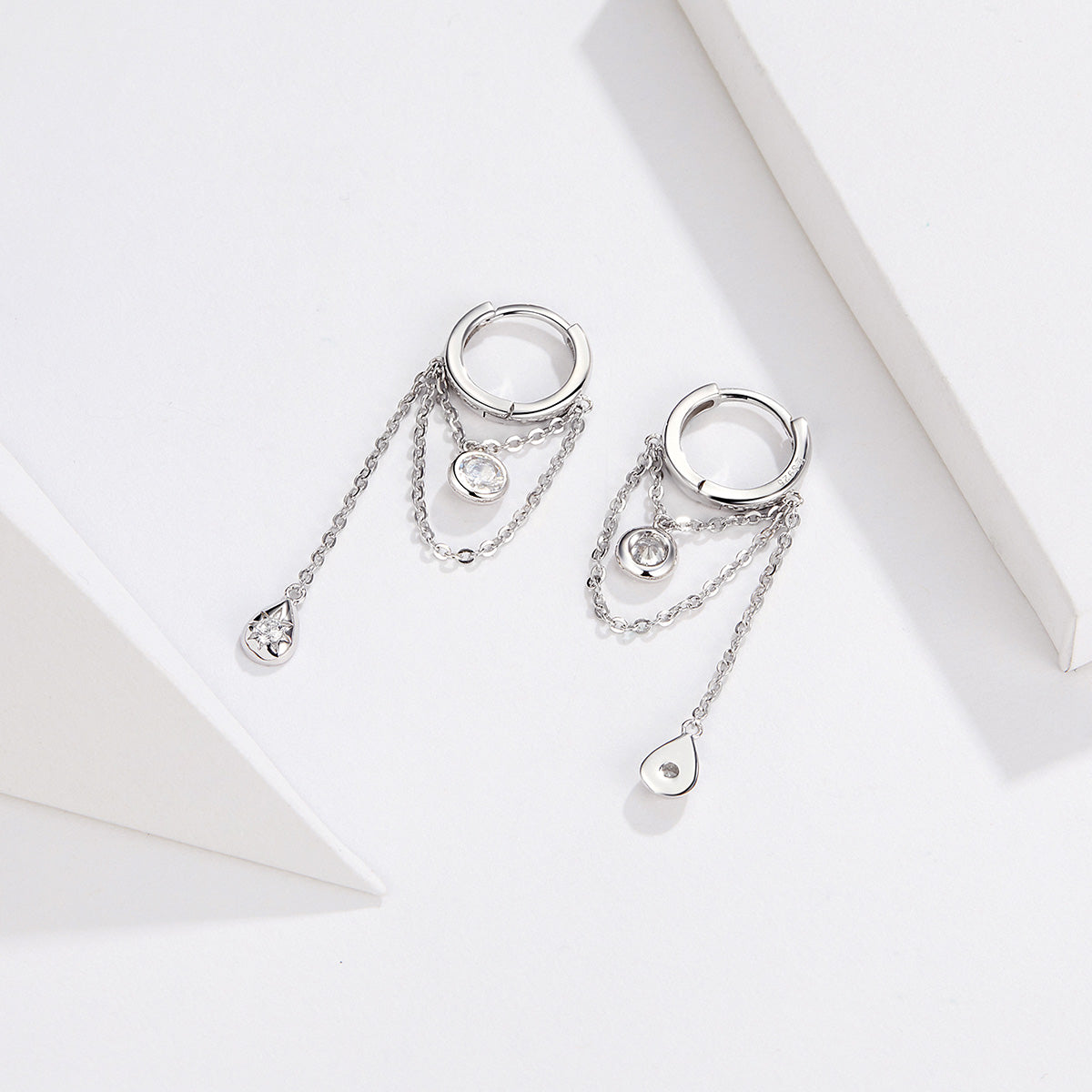 925 Platinum Plated Pavé Setting CZ Earrings