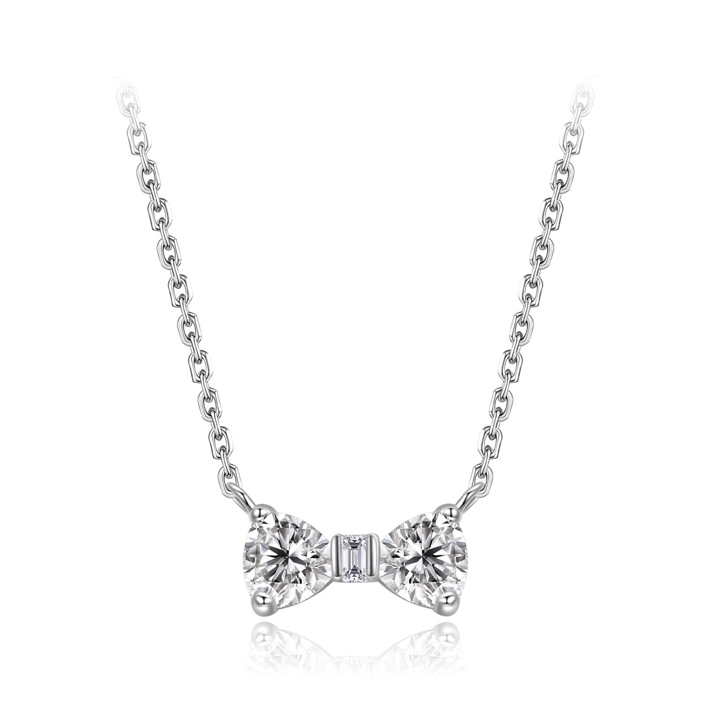 925 Sterling Silver Adjustable White Gold Plated CZ Pendant Necklace for Women