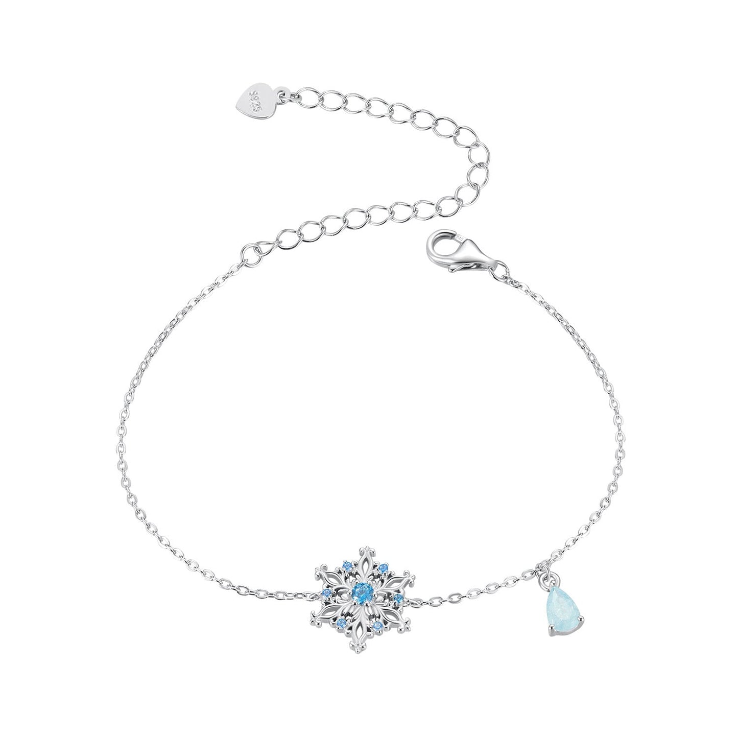 925 Sterling Silver Plated Platinum Bracelets with Ice Flower Zirconia for Women