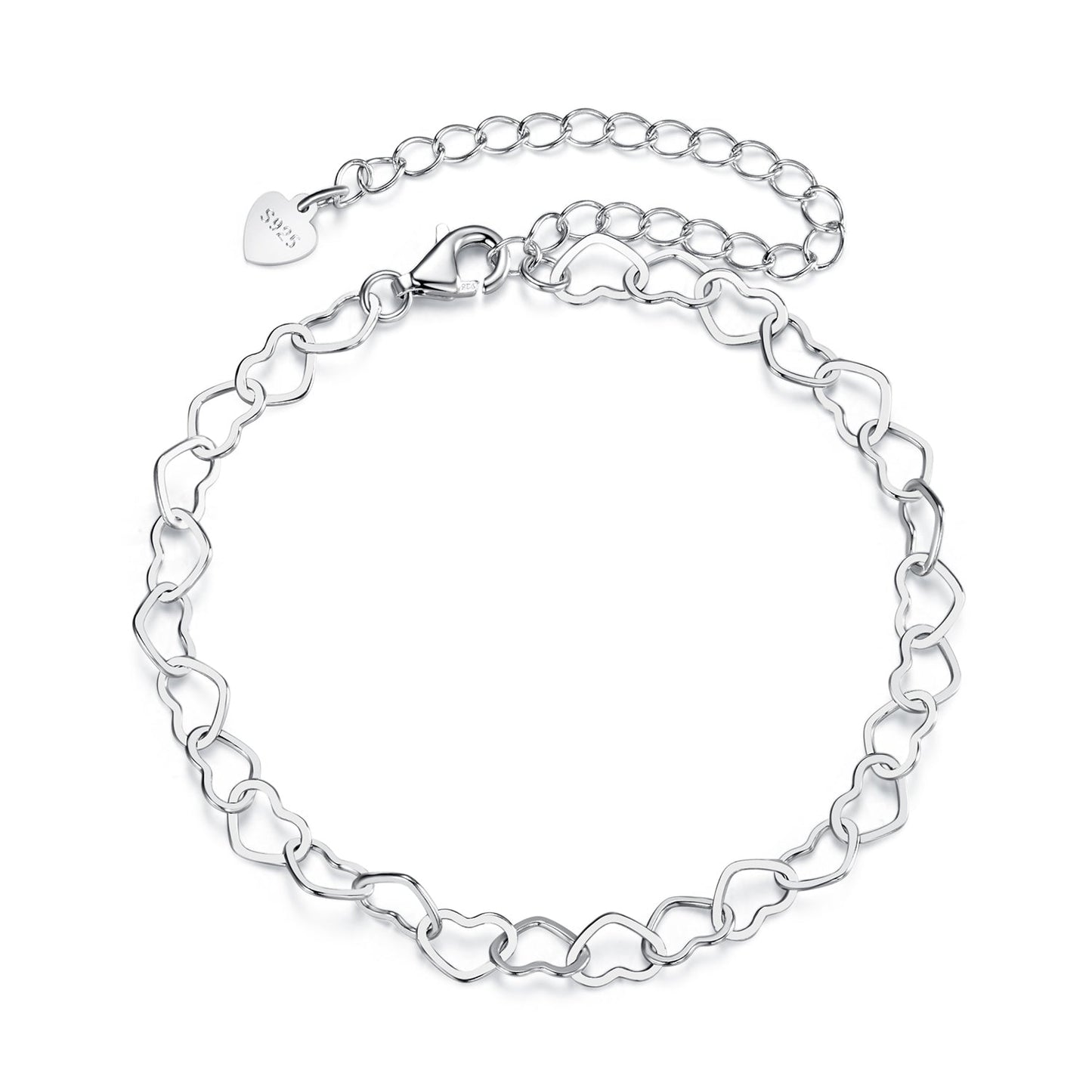 925 Sterling Silver Plated White Gold Adjustable Bracelet for Women