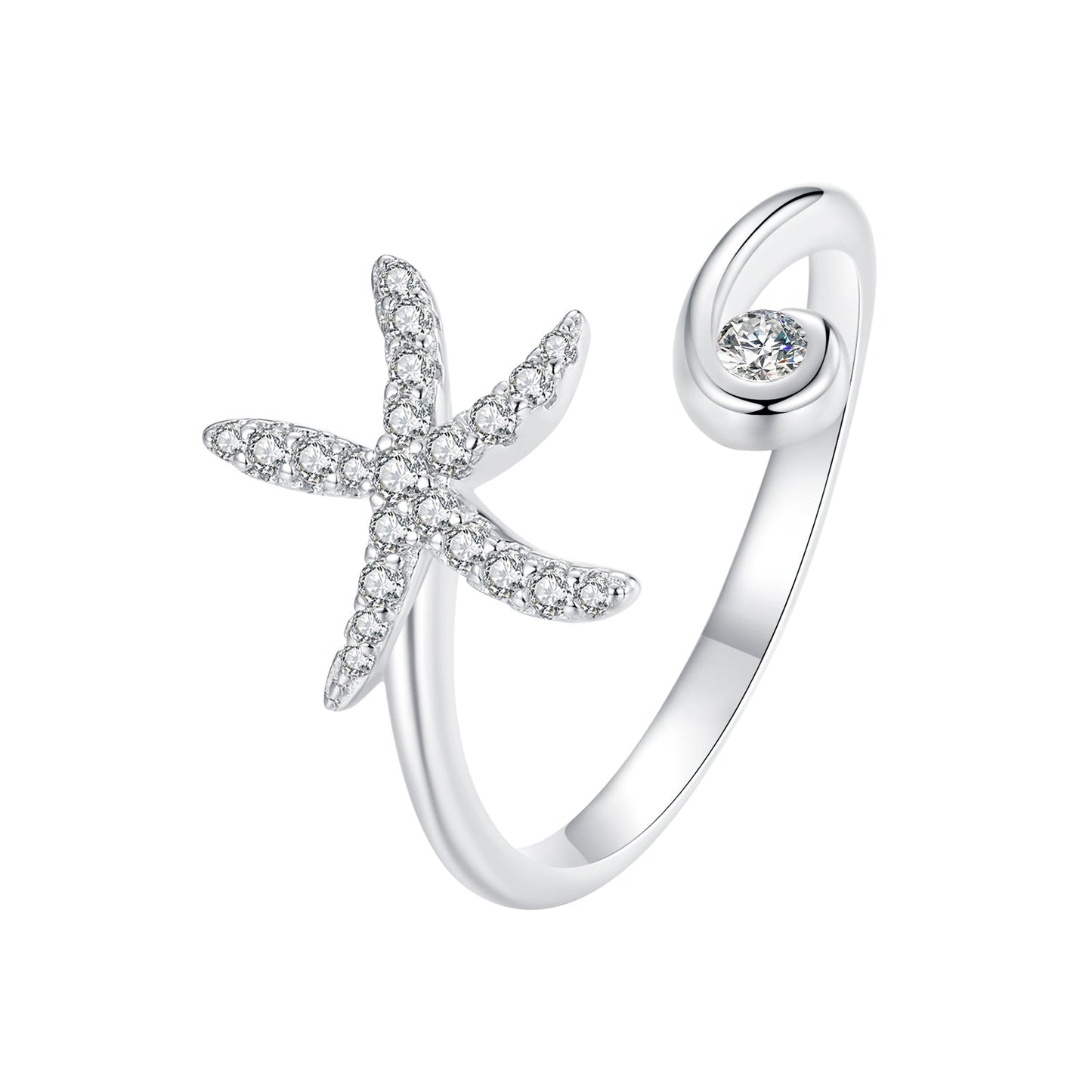 925 Sterling Silver Pavé Setting White Gold Ring for Women