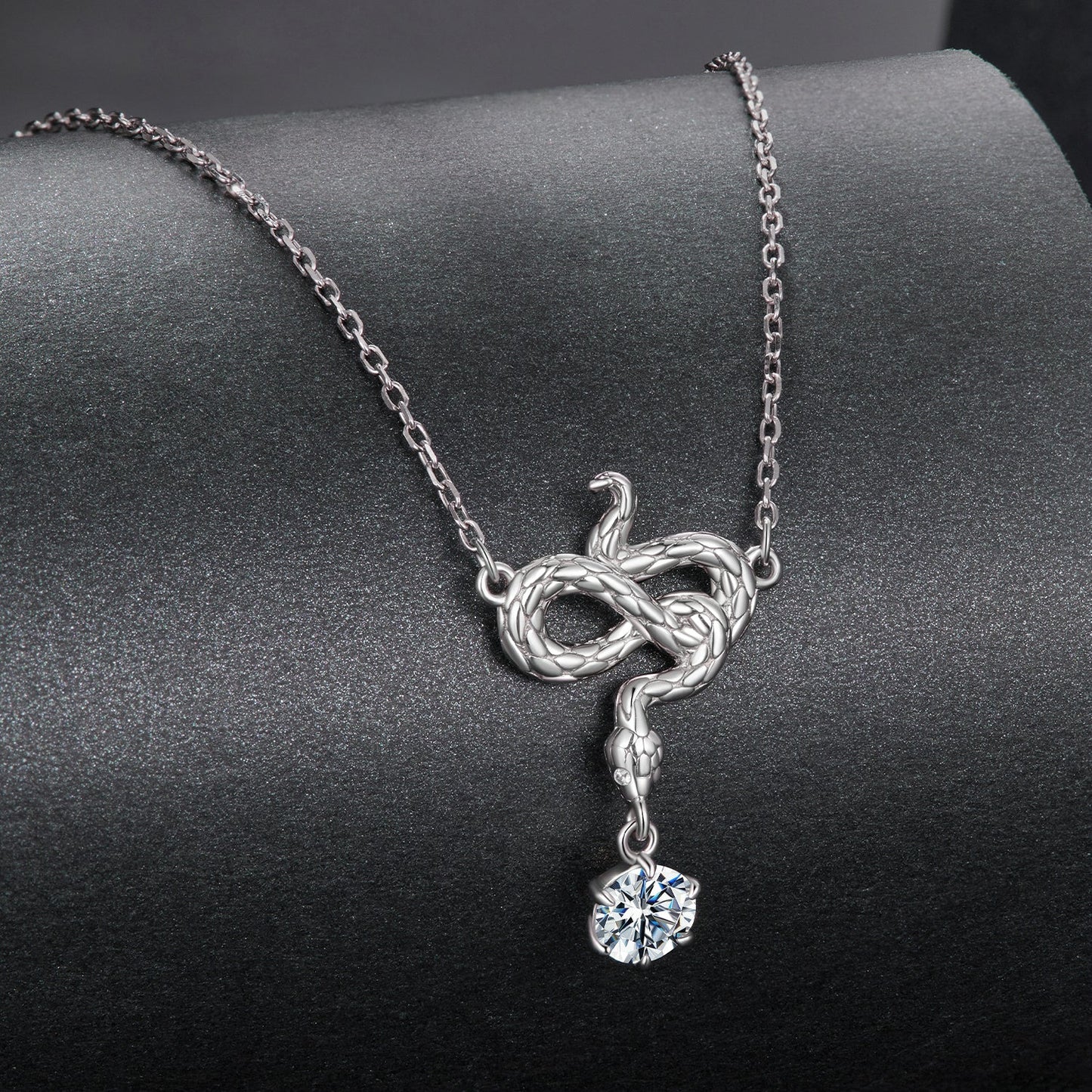 925 Sterling Silver Moissanite 0.50 Carat Necklace with CZ Pavé Setting in White Gold, 40+5cm for Women