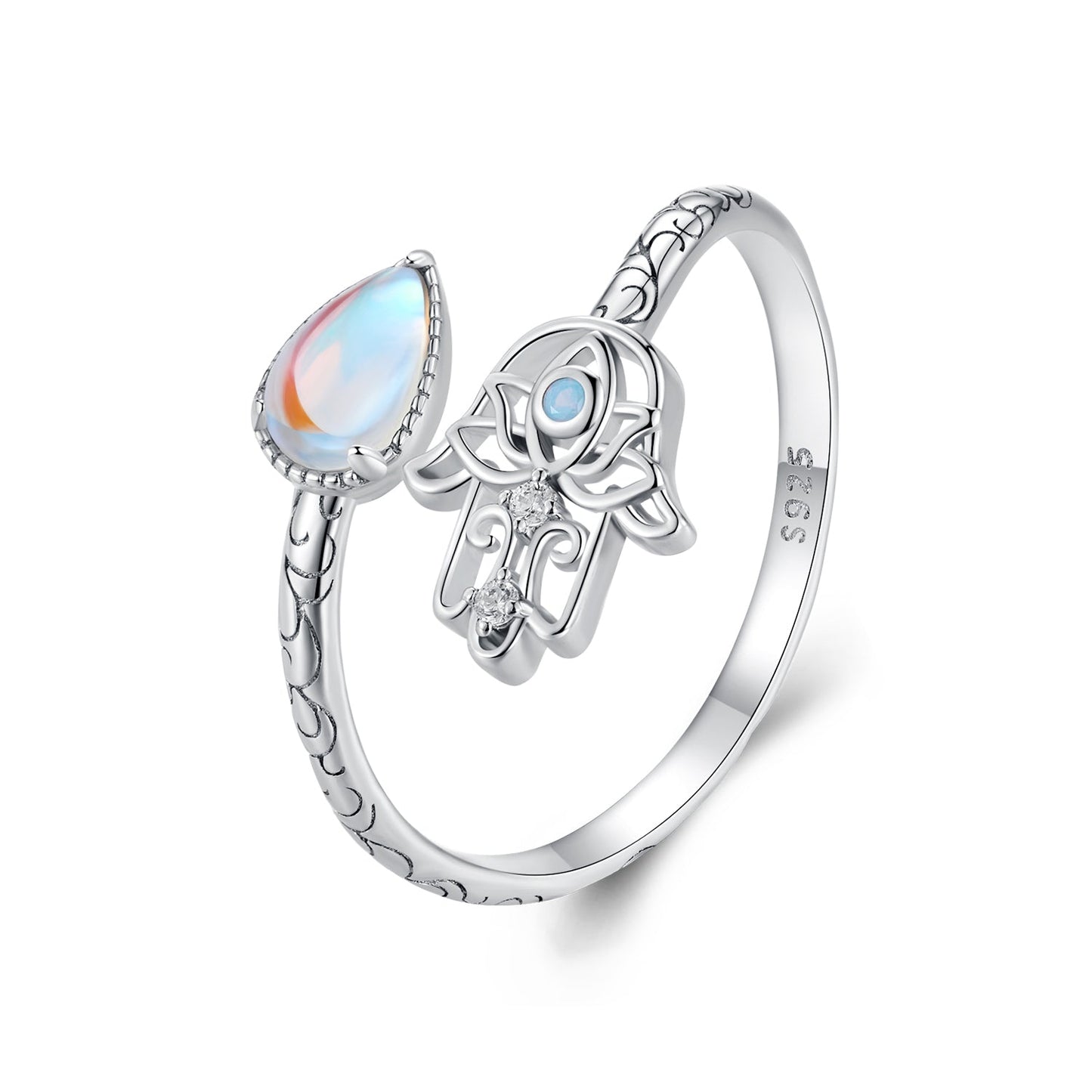 925 Sterling Silver Opal Nanometer Stone Platinum Plated Ring