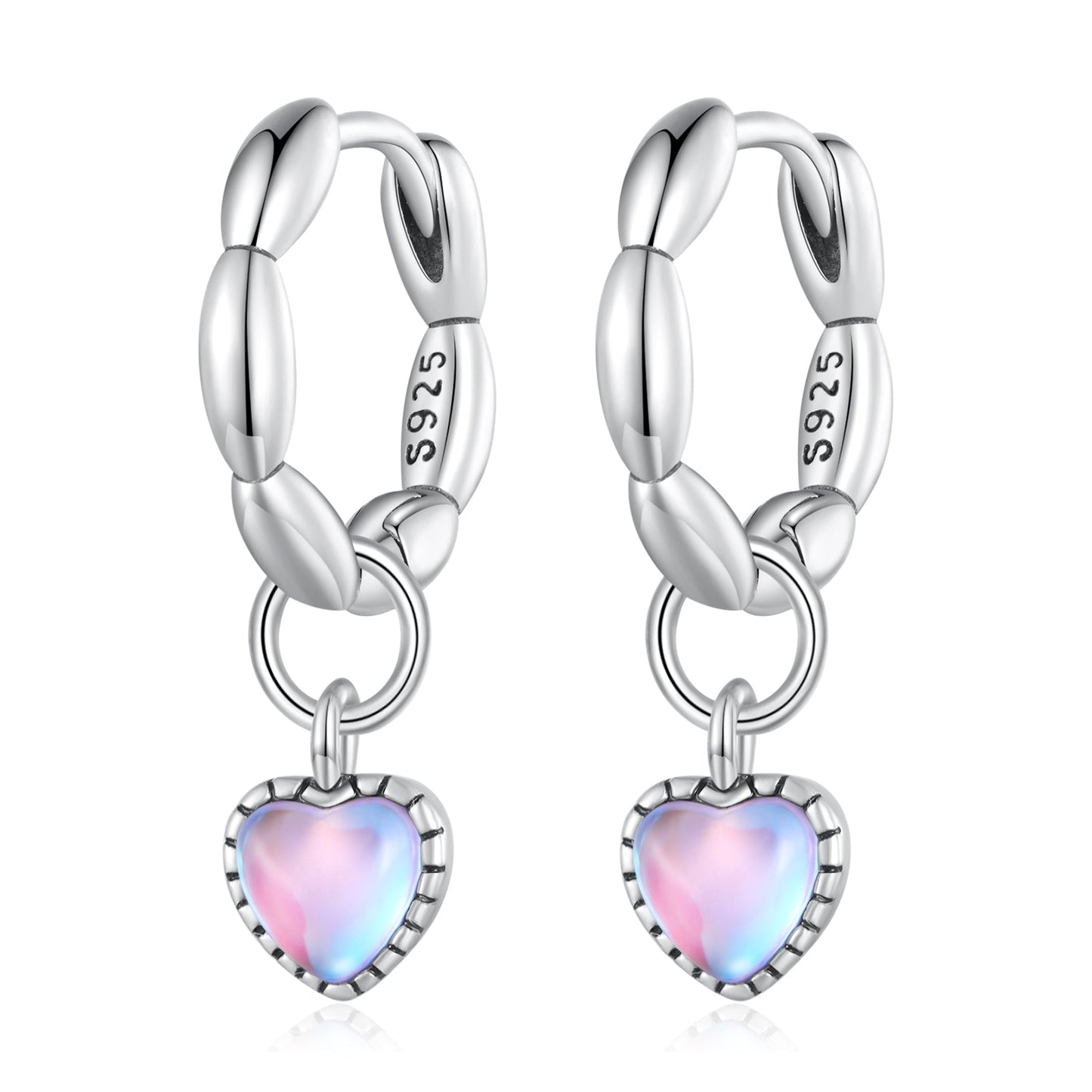 S925 Sterling Silver Earrings with Transparent Glass for Women