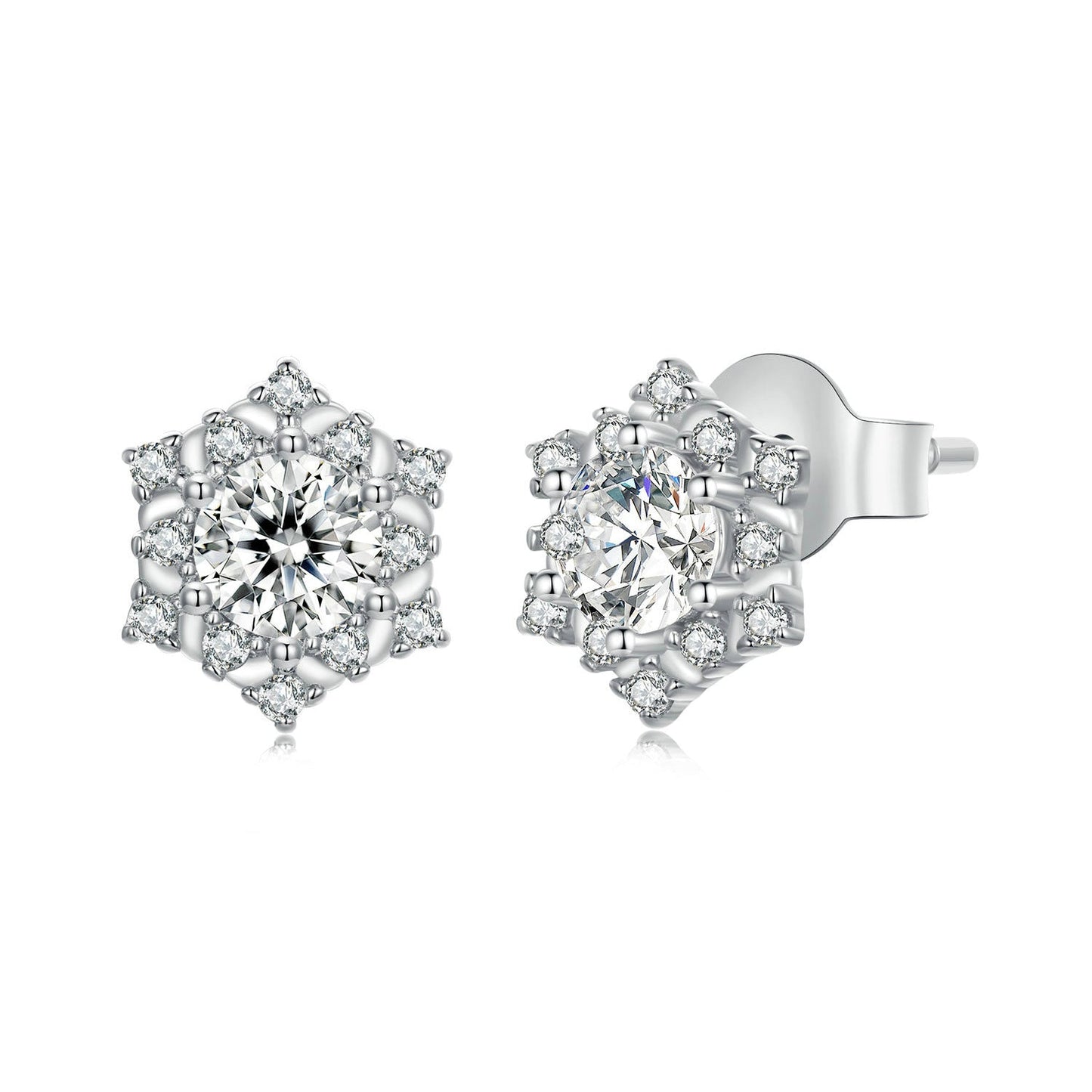 925 Sterling Silver Pavé Setting CZ Platinum Plated Earrings