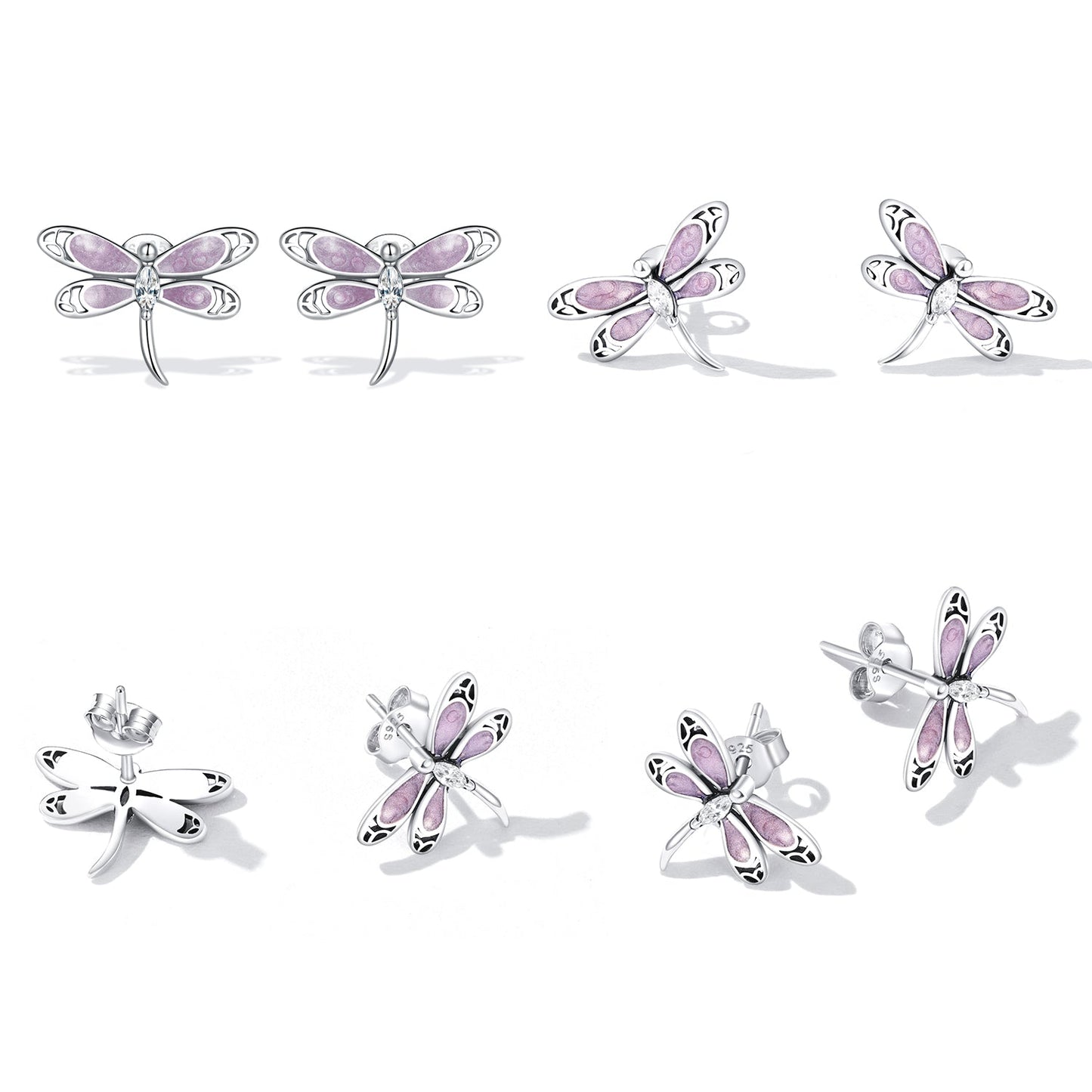 925 Sterling Silver Enamel Process Earrings with Pavé Setting CZ for Women