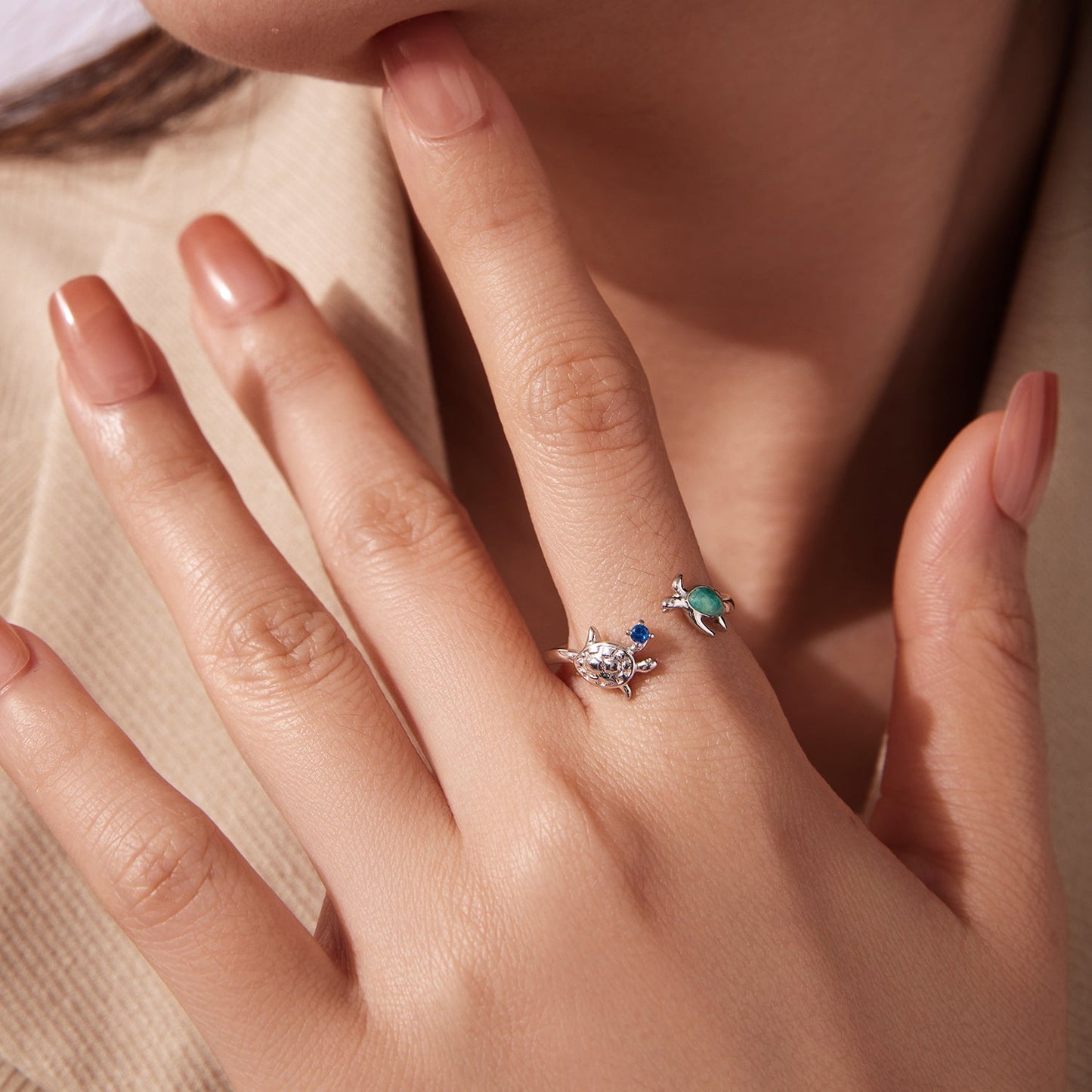925 Sterling Silver Enamel White Gold Plated Ring for Women