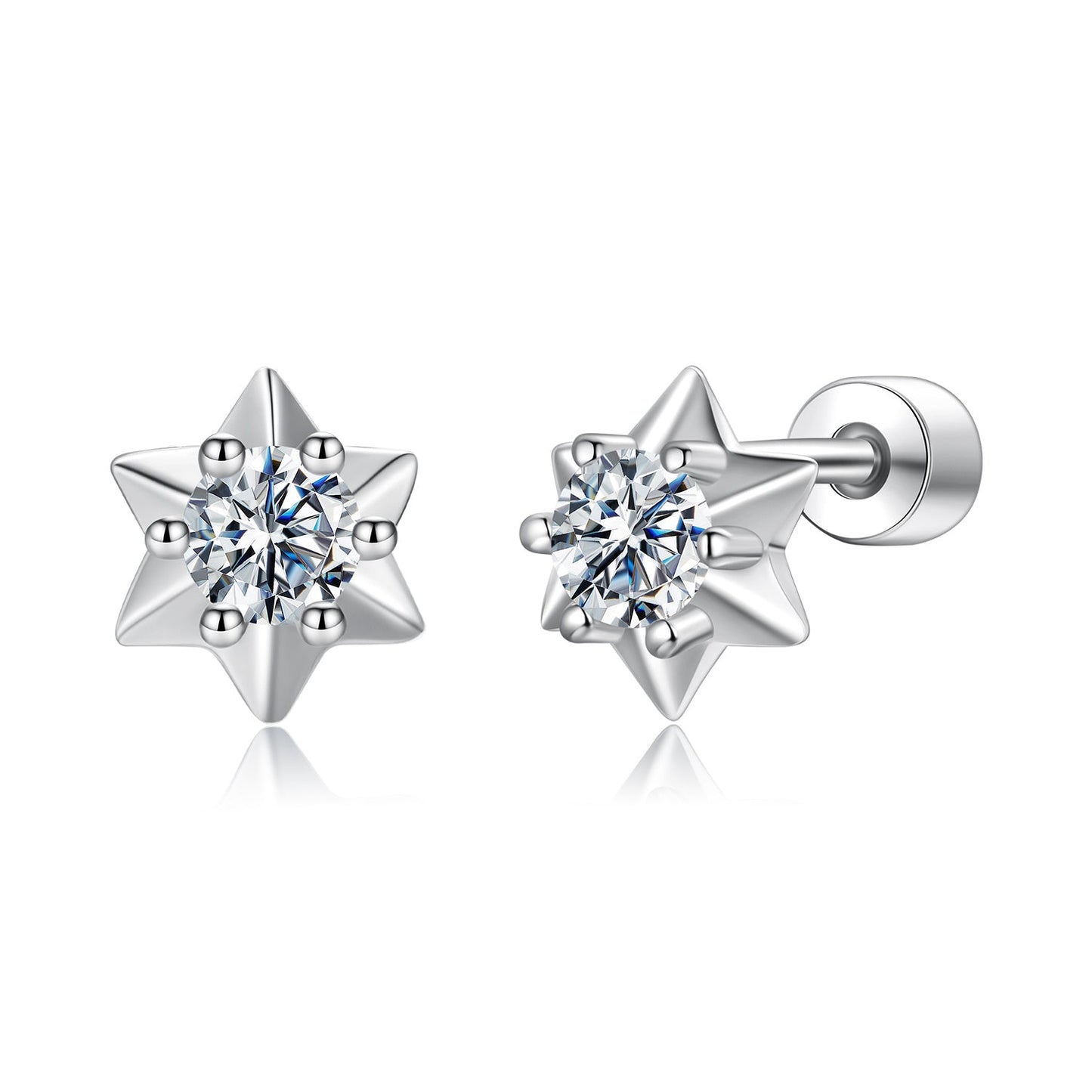 925 Sterling Silver Moissanite 0.10 Carat Earrings for Women