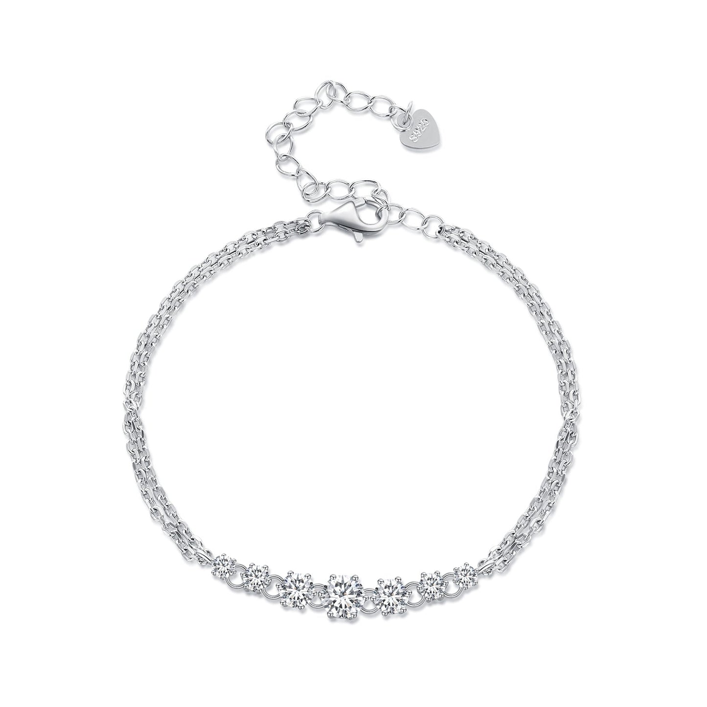925 Sterling Silver 5MM Moissanite Bracelet for Women