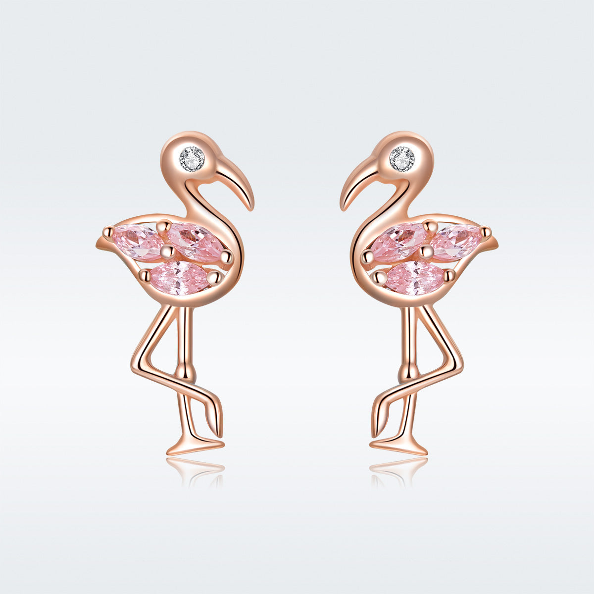 925 Sterling Silver 1.5x0.7cm Plated Rose Gold CZ Earrings for Women