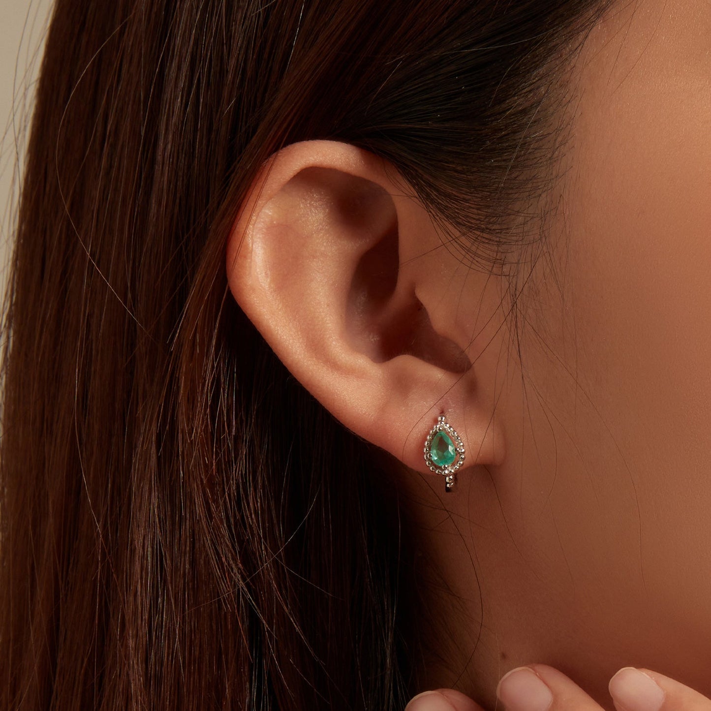 925 Sterling Silver Earrings with Pavé Setting and Transparent Glass