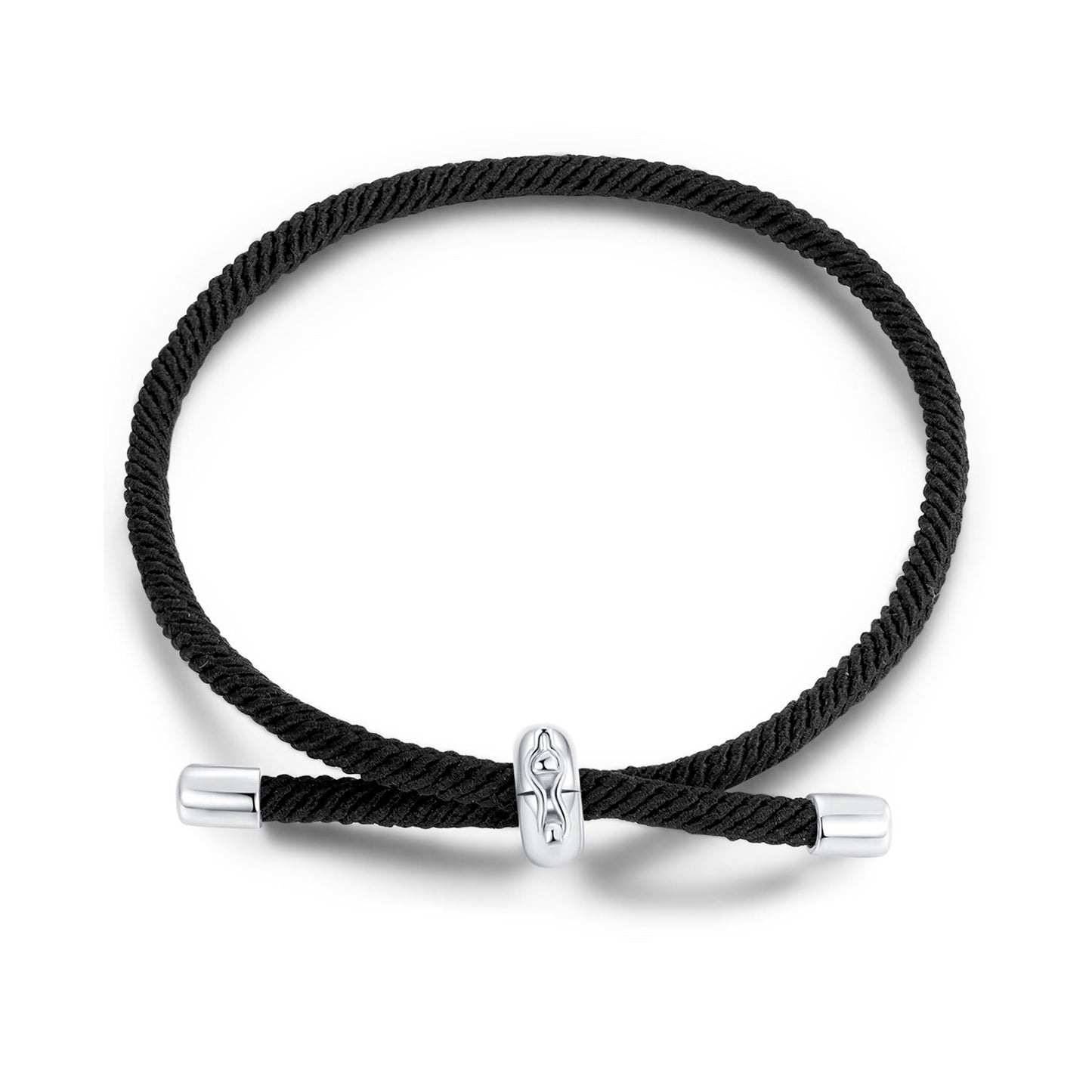 925 Sterling Silver and White Gold Plated Rope Bracelet for Men
