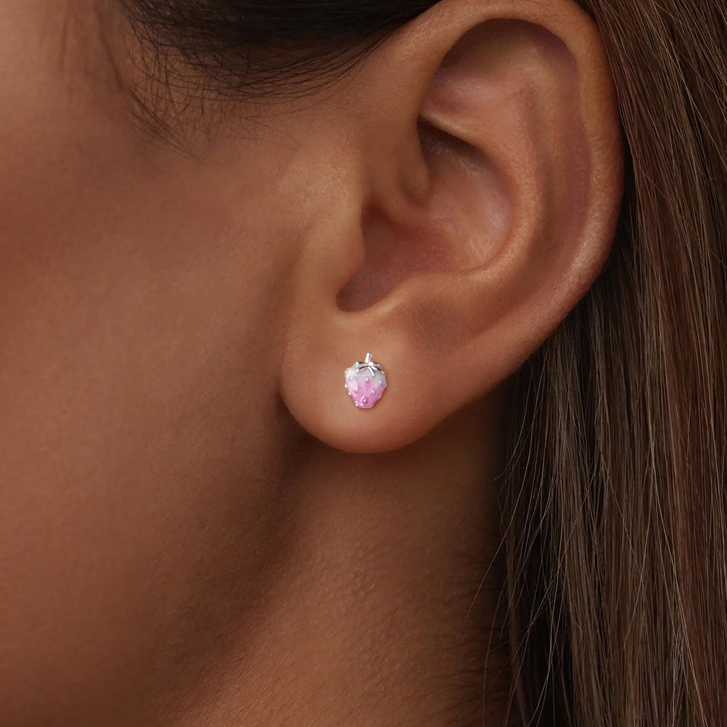 925 Sterling Silver White Gold Plated Enamel Earrings