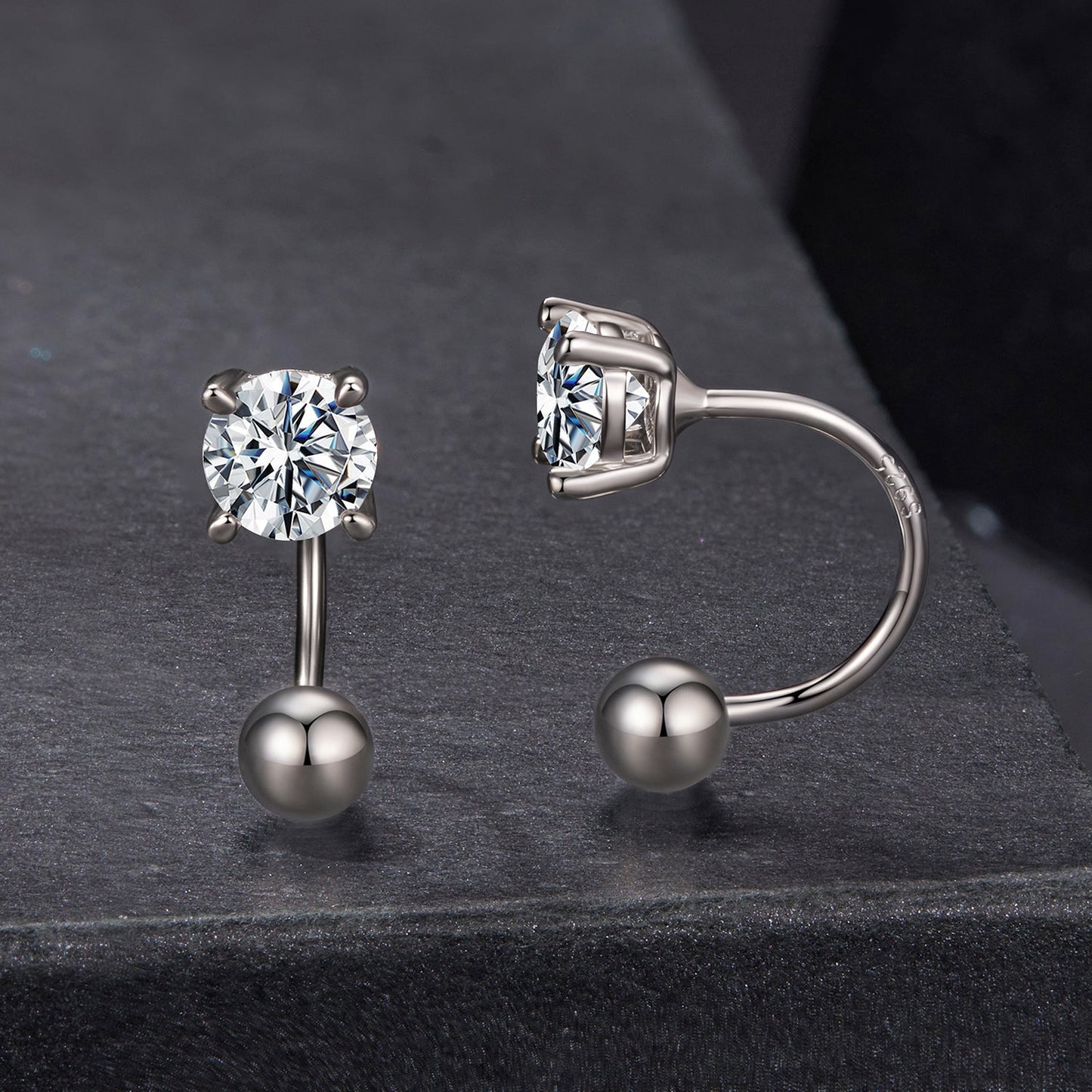 925 Sterling Silver Moissanite 0.1ct Earrings 1.3cm for Women
