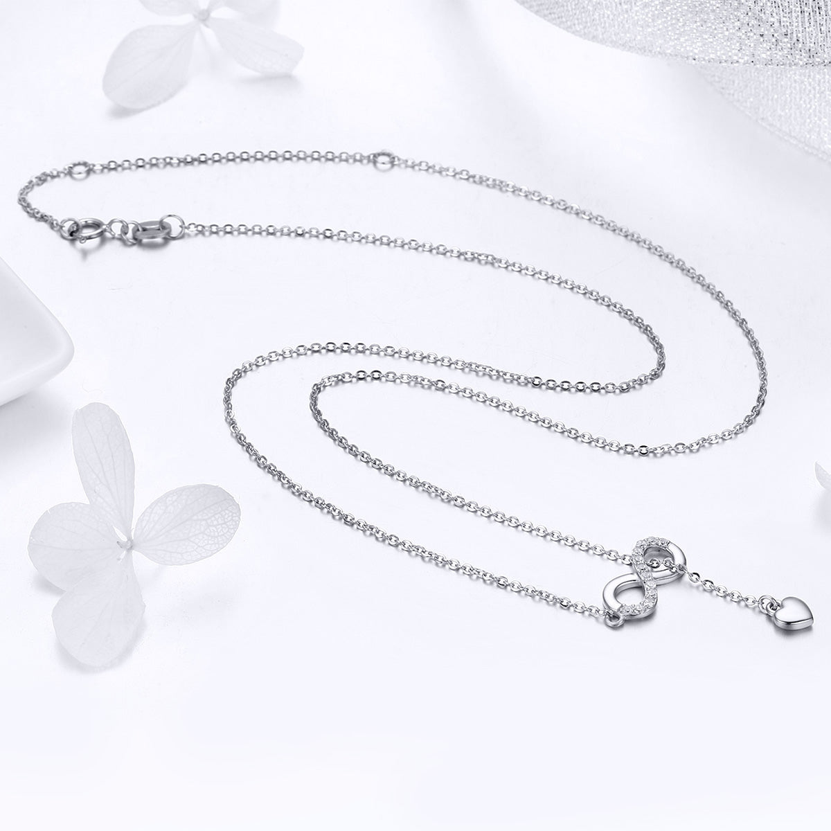 925 Sterling Silver Adjustable Necklace 38-45cm for Women