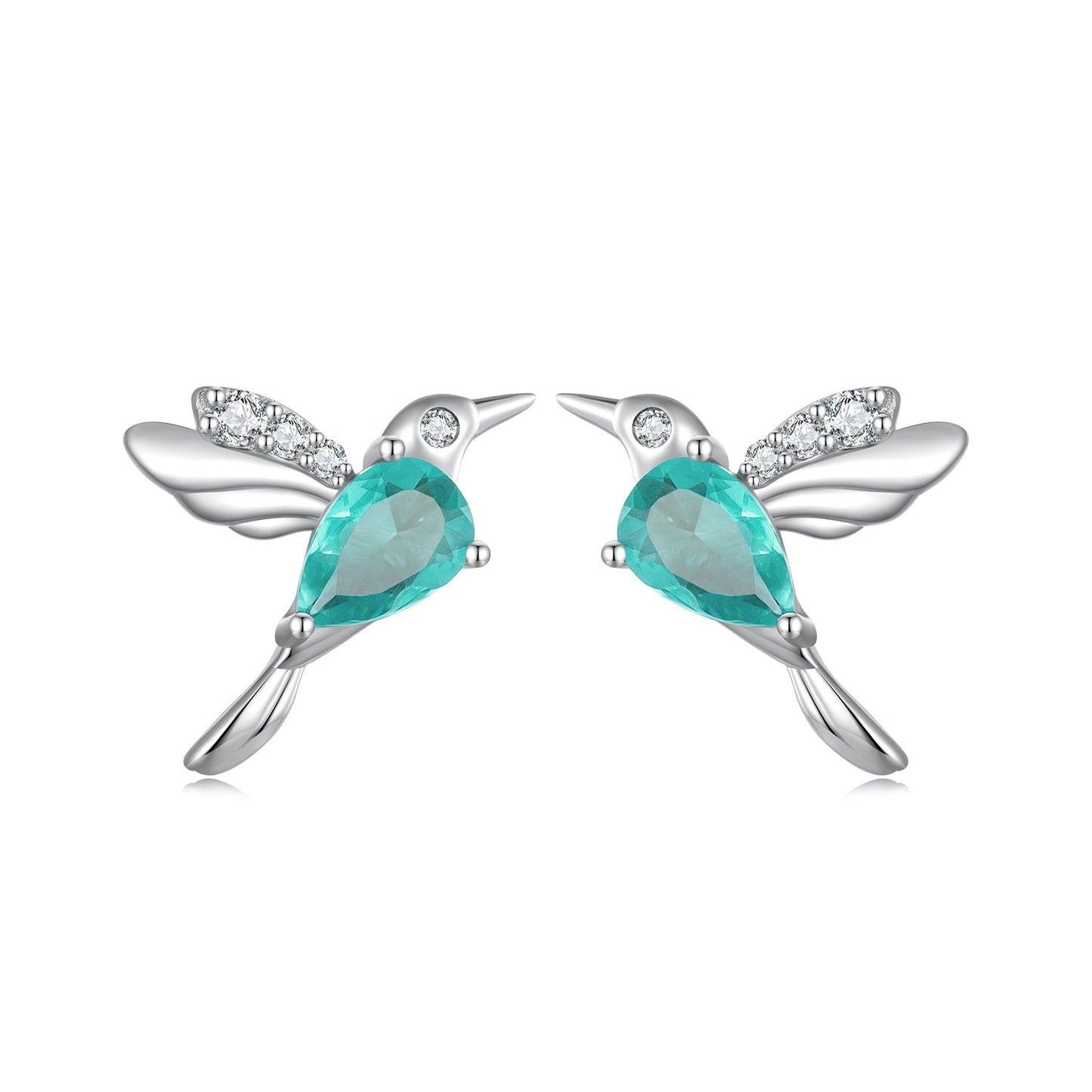 925 Sterling Silver Transparent Glass Earrings with CZ for Women