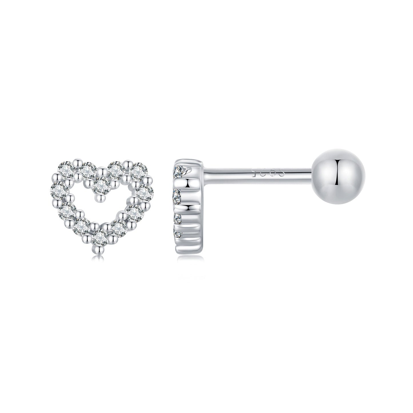 925 Sterling Silver White Gold Plated Earrings with CZ for Women