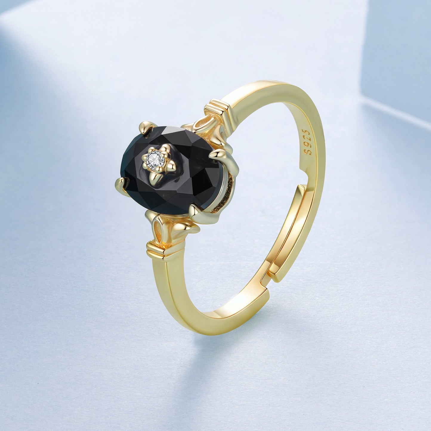 925 Sterling Silver Gold-Plated CZ Pavé Ring for Women
