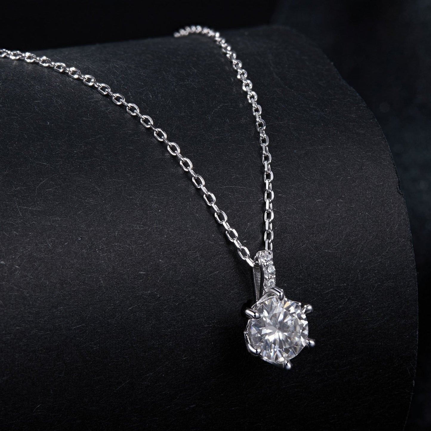 925 Sterling Silver Moissanite Plated Platinum Necklace for Women, 6.5mm, Style L, 400mm Length