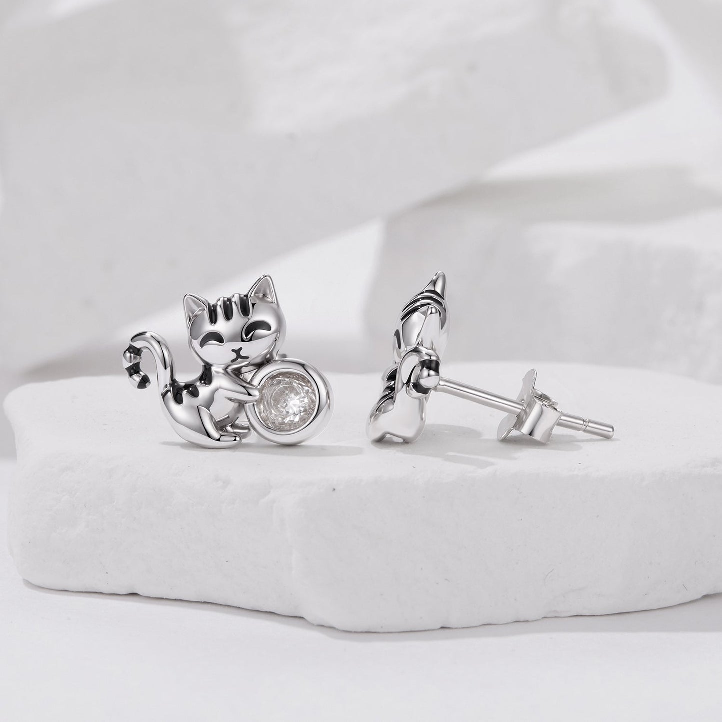 925 Sterling Silver Brass White Gold Plated Earrings with CZ for Women