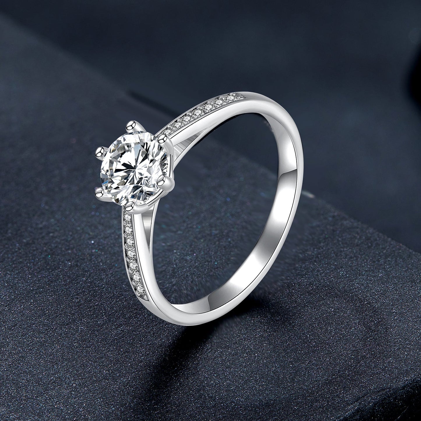 925 Sterling Silver Moissanite & CZ Ring Size 6 for Women