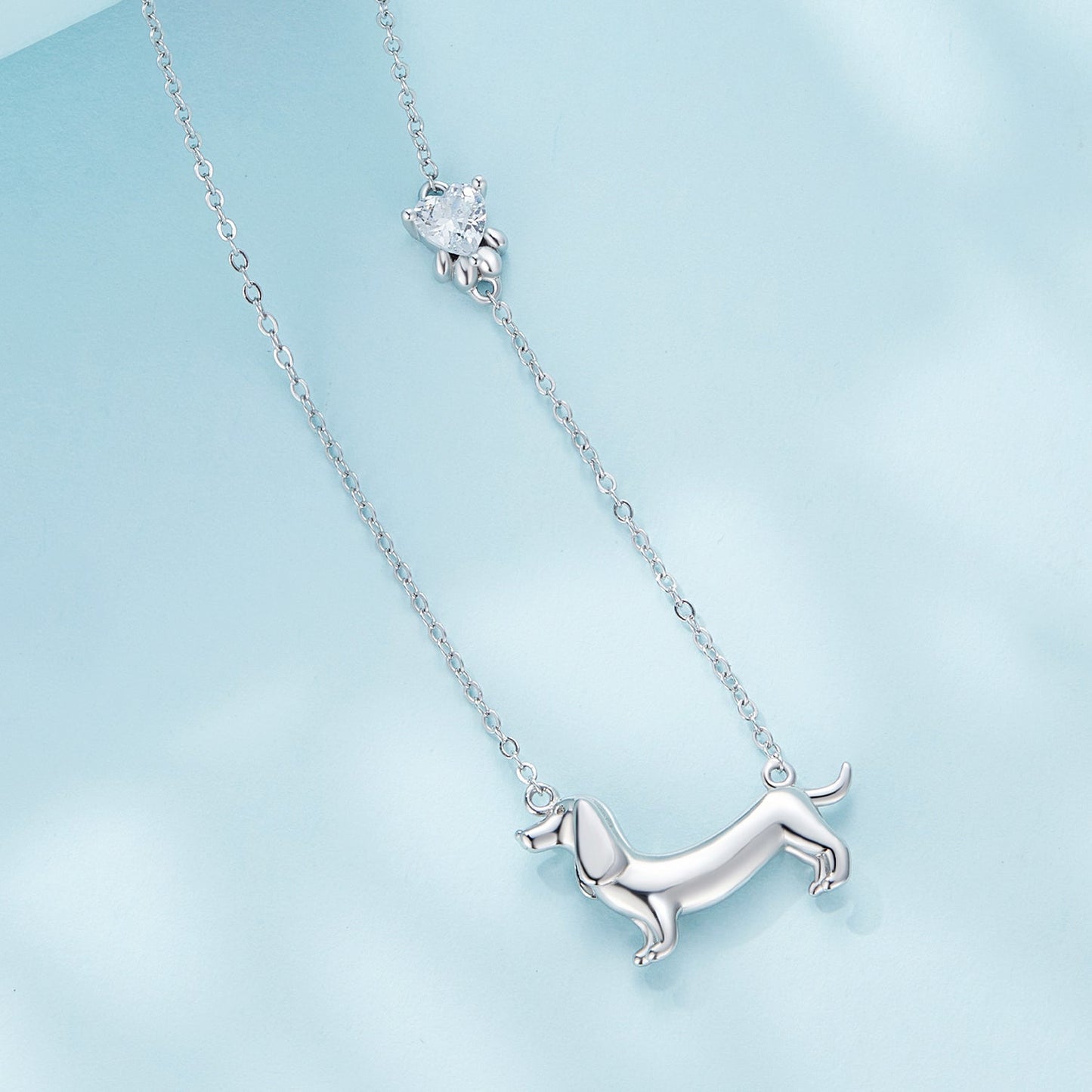 925 Sterling Silver Necklace with CZ Pendant, 450mm Length, Platinum Plated, for Women