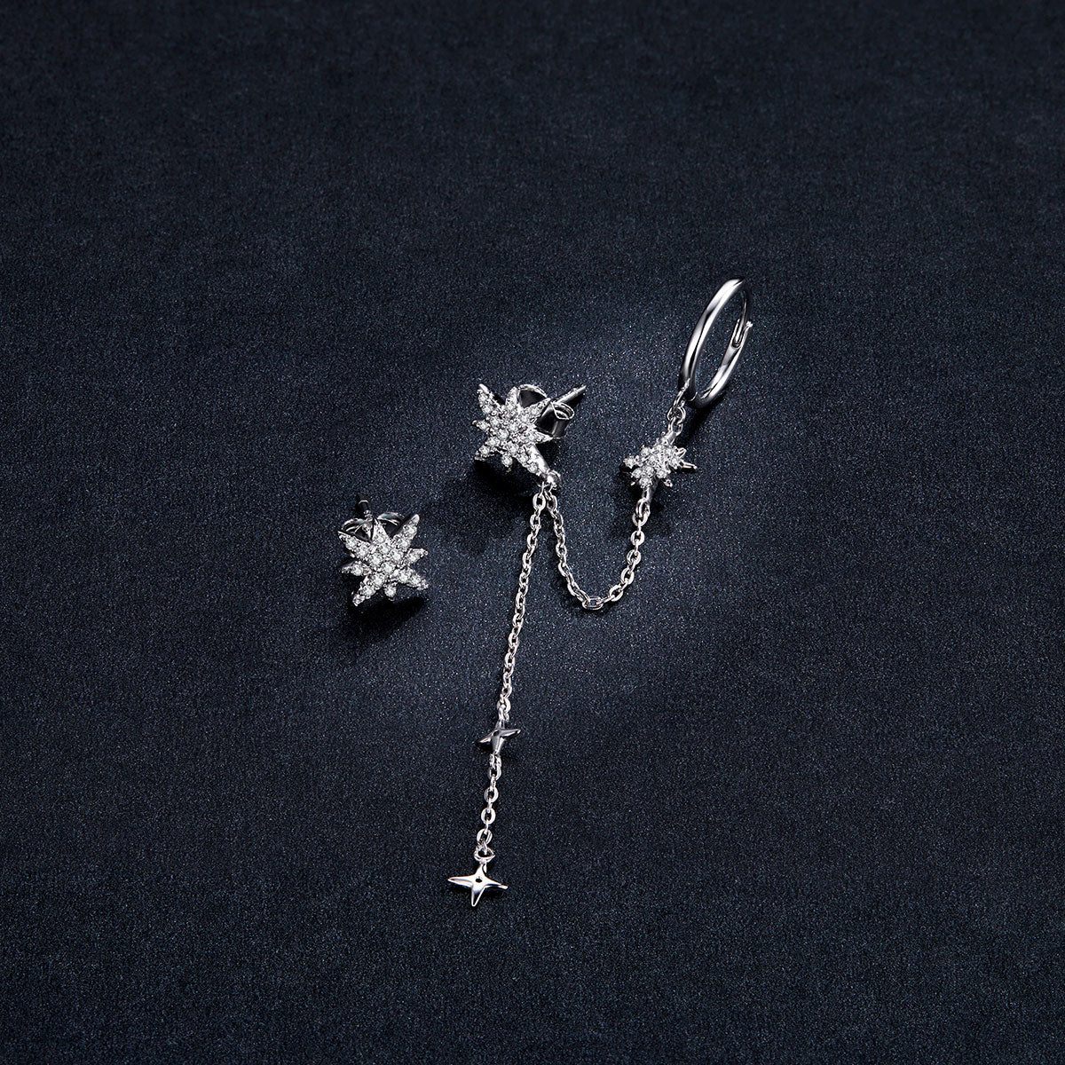 S925 Sterling Silver Earrings with CZ in Pavé Setting, 5.9cm Length, 1cm Size for Women