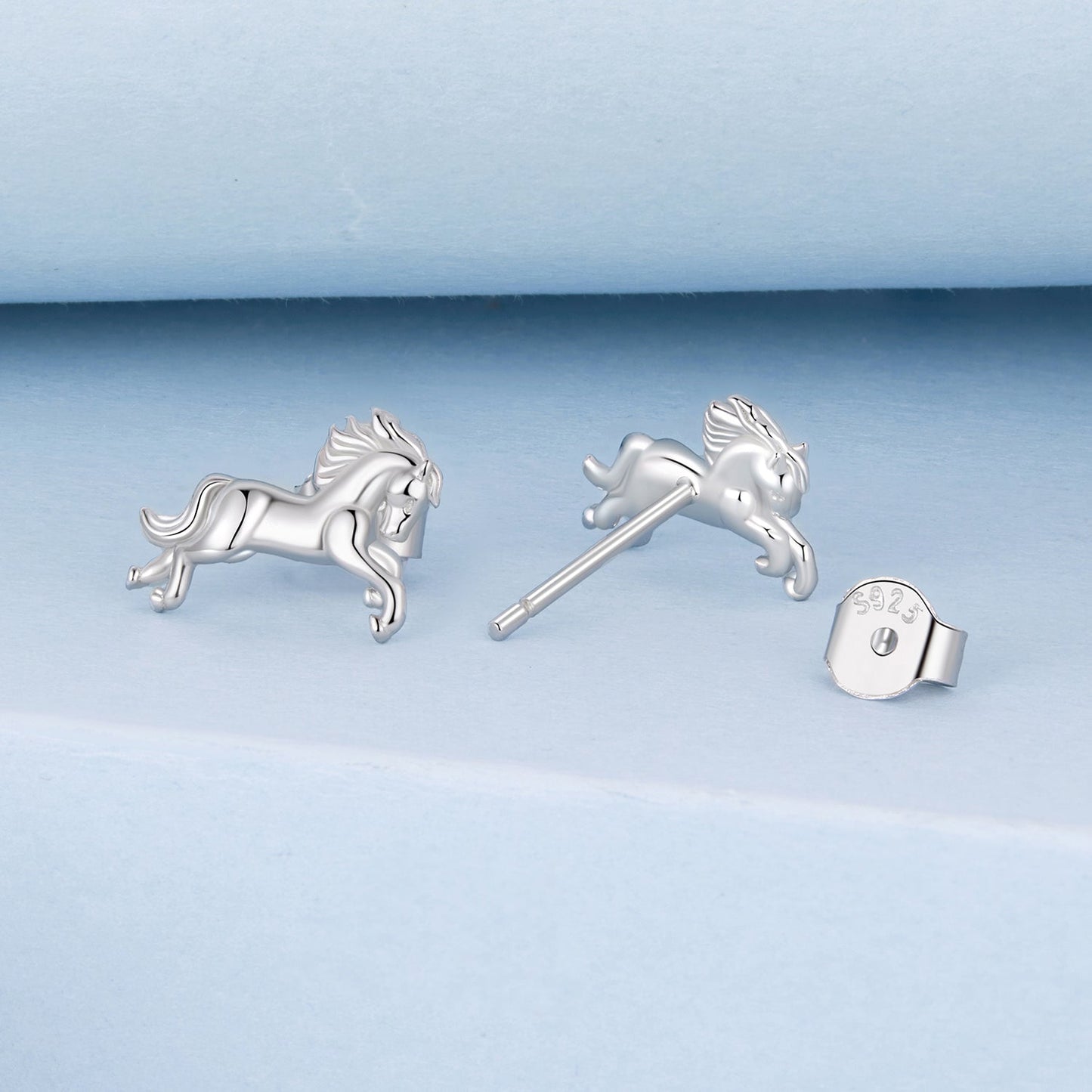 925 Sterling Silver Earrings 0.9*1.3cm with White Gold Plating for Women