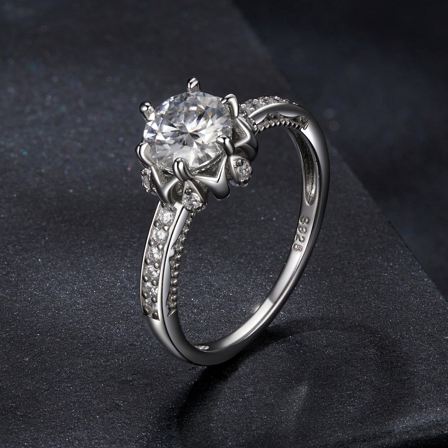 925 Sterling Silver Moissanite Ring 1ct Size 6