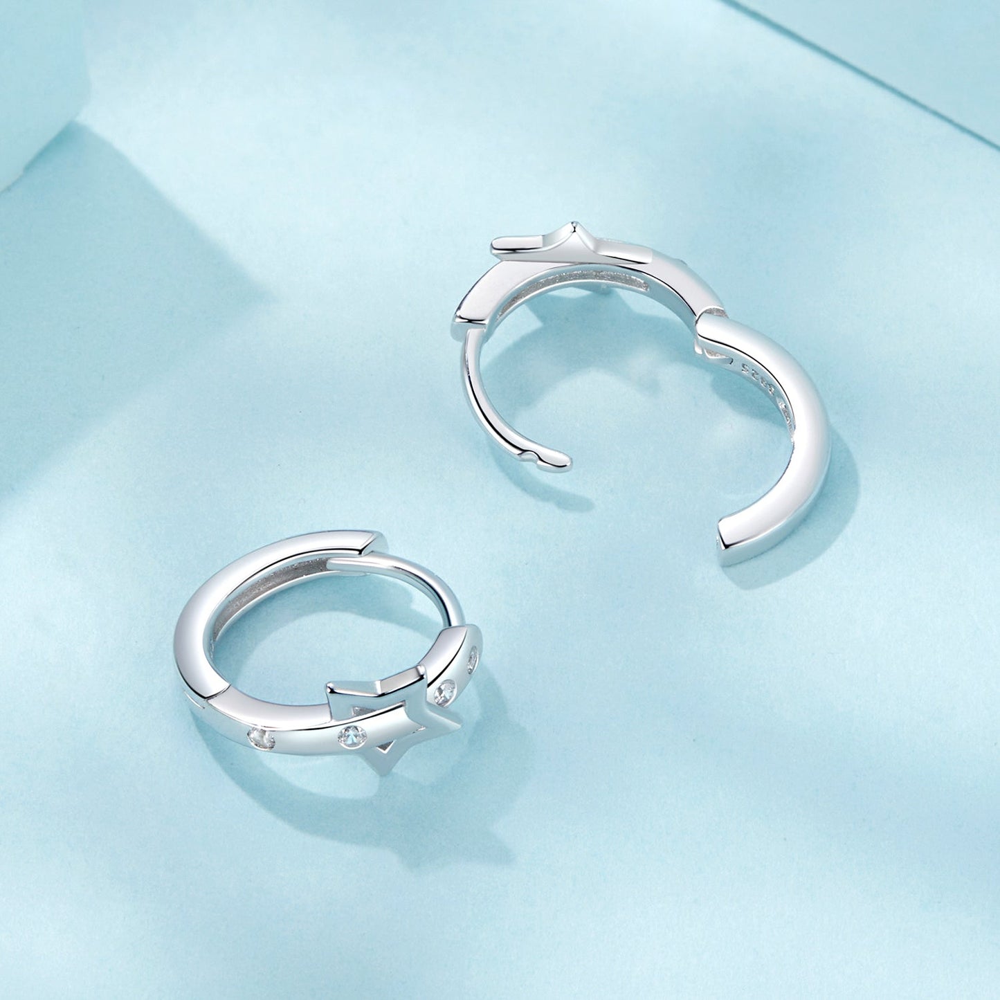 925 Sterling Silver & White Gold Earrings with Pavé Setting CZ - 12x6mm for Women