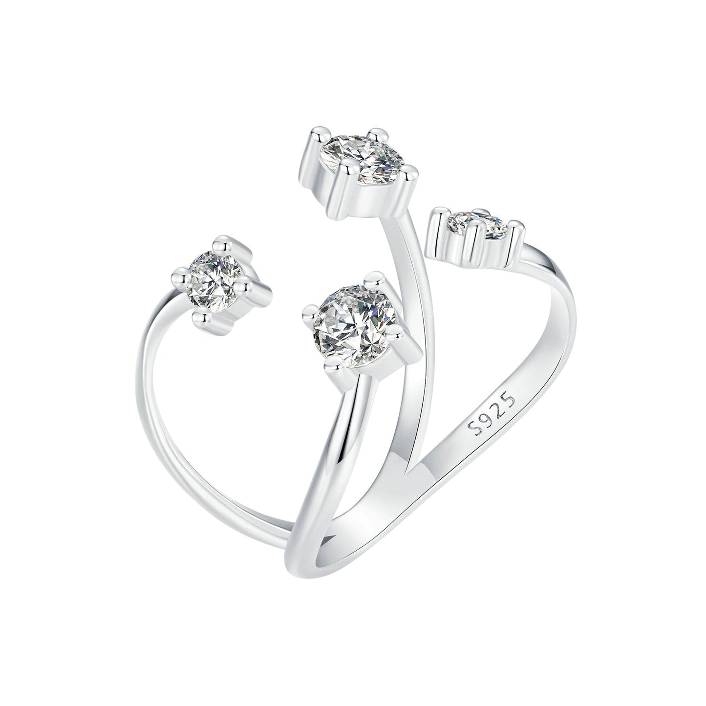 925 Sterling Silver White Gold Plated Pavé Set CZ Ring 2.5-13.5mm for Women