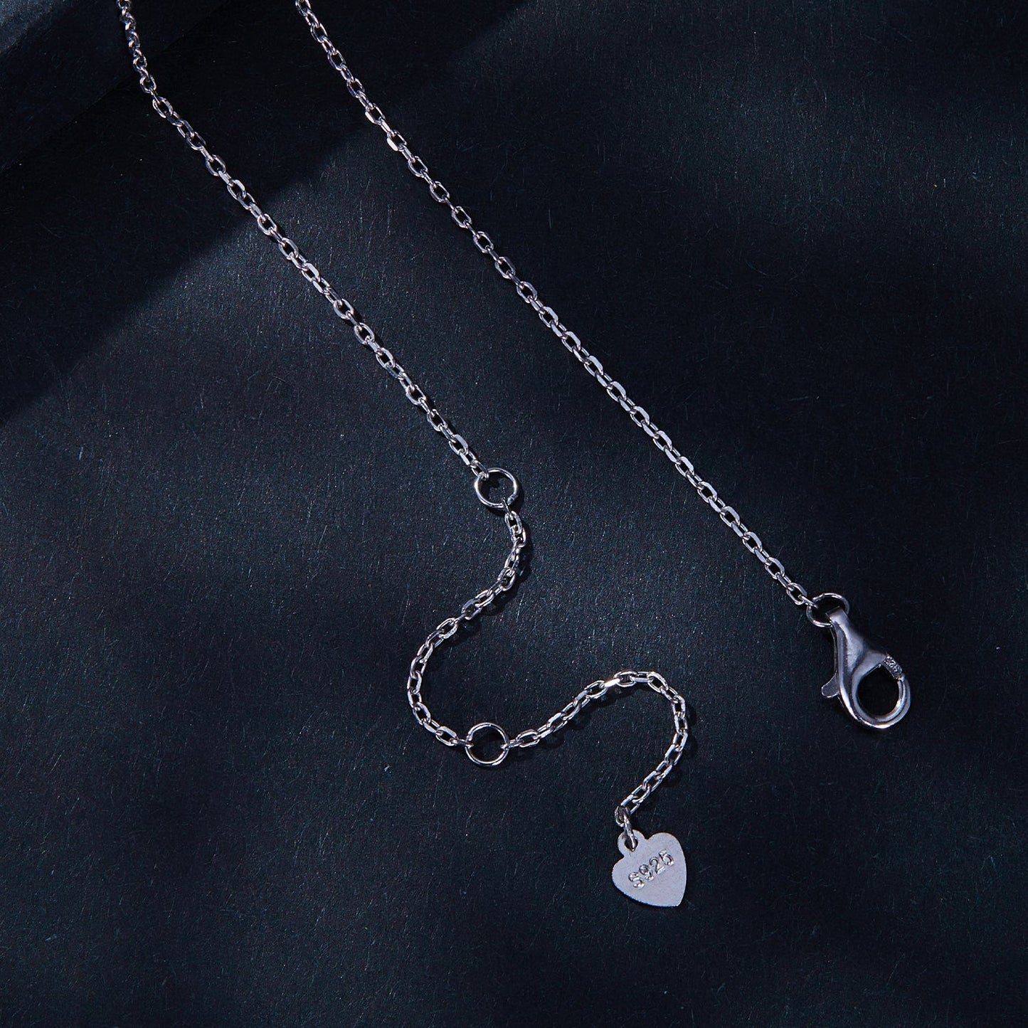 925 Sterling Silver Moissanite Necklace with Pavé Setting in Platinum, 450mm, for Women