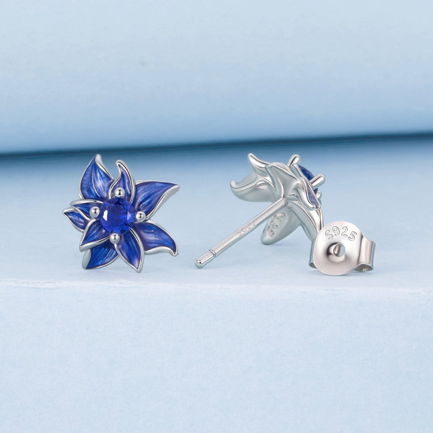 925 Sterling Silver Earrings with Enamel Process and Pavé Setting CZ