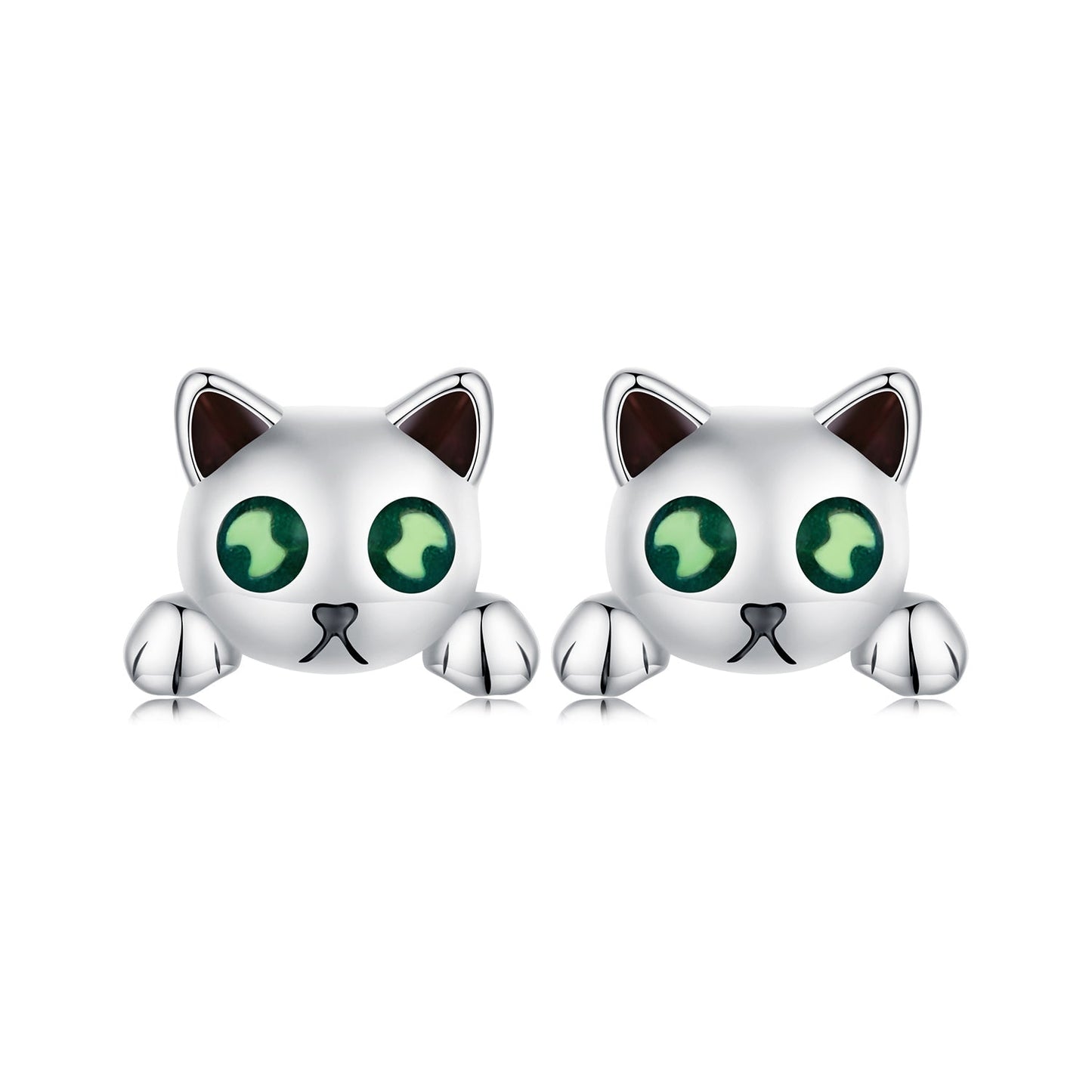 925 Sterling Silver Earrings with Enamel in Oxidized Finish