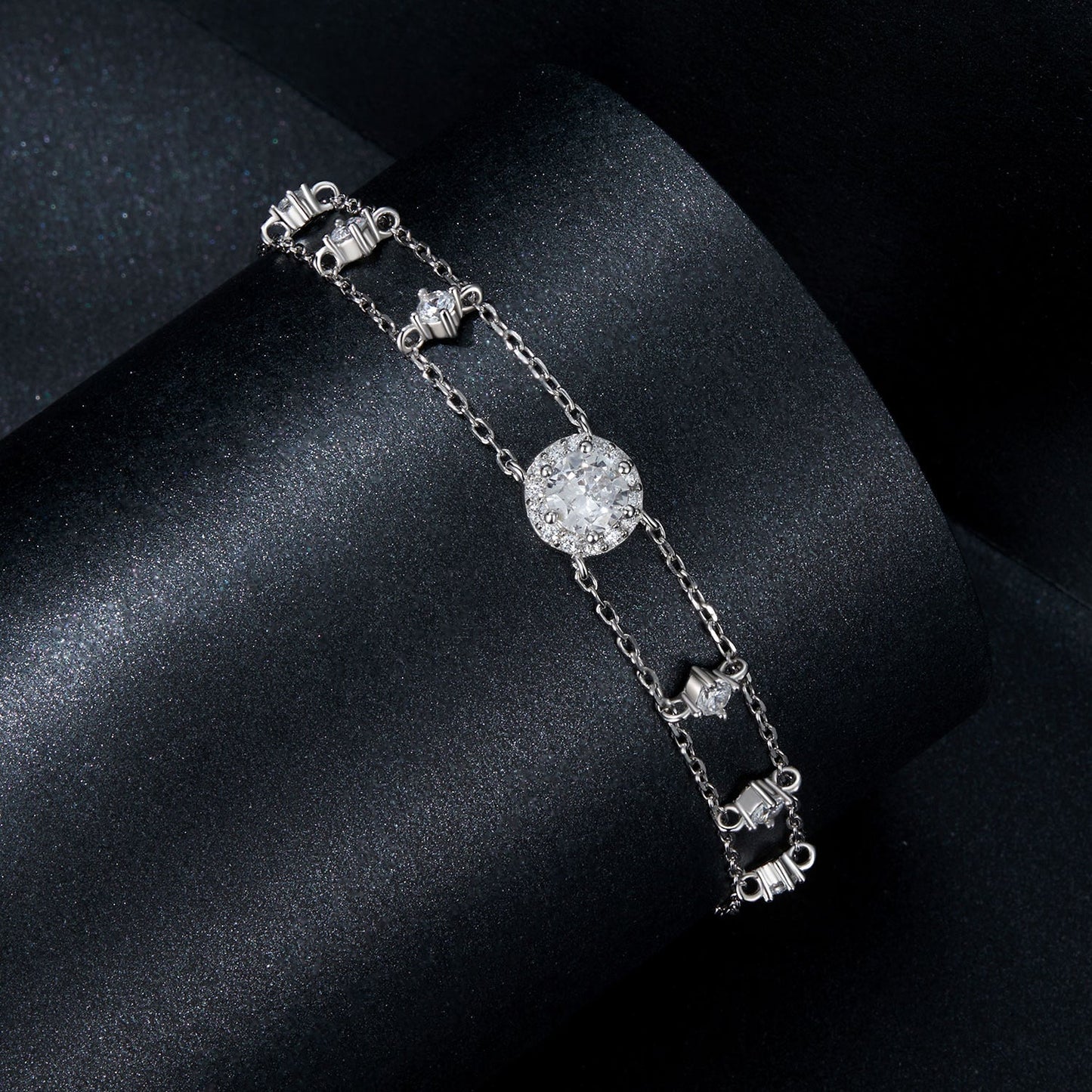 925 Sterling Silver 5.0mm Moissanite Bracelet with CZ and White Gold Plating for Women