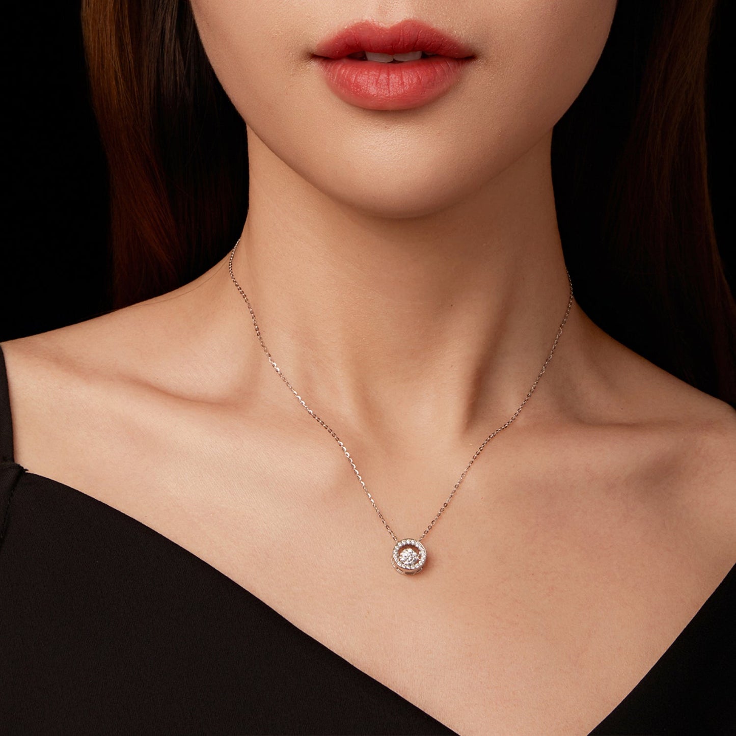 925 Sterling Silver Moissanite Pendant Necklace for Women - 40+5cm, White Gold Plated, Elegant Jewelry