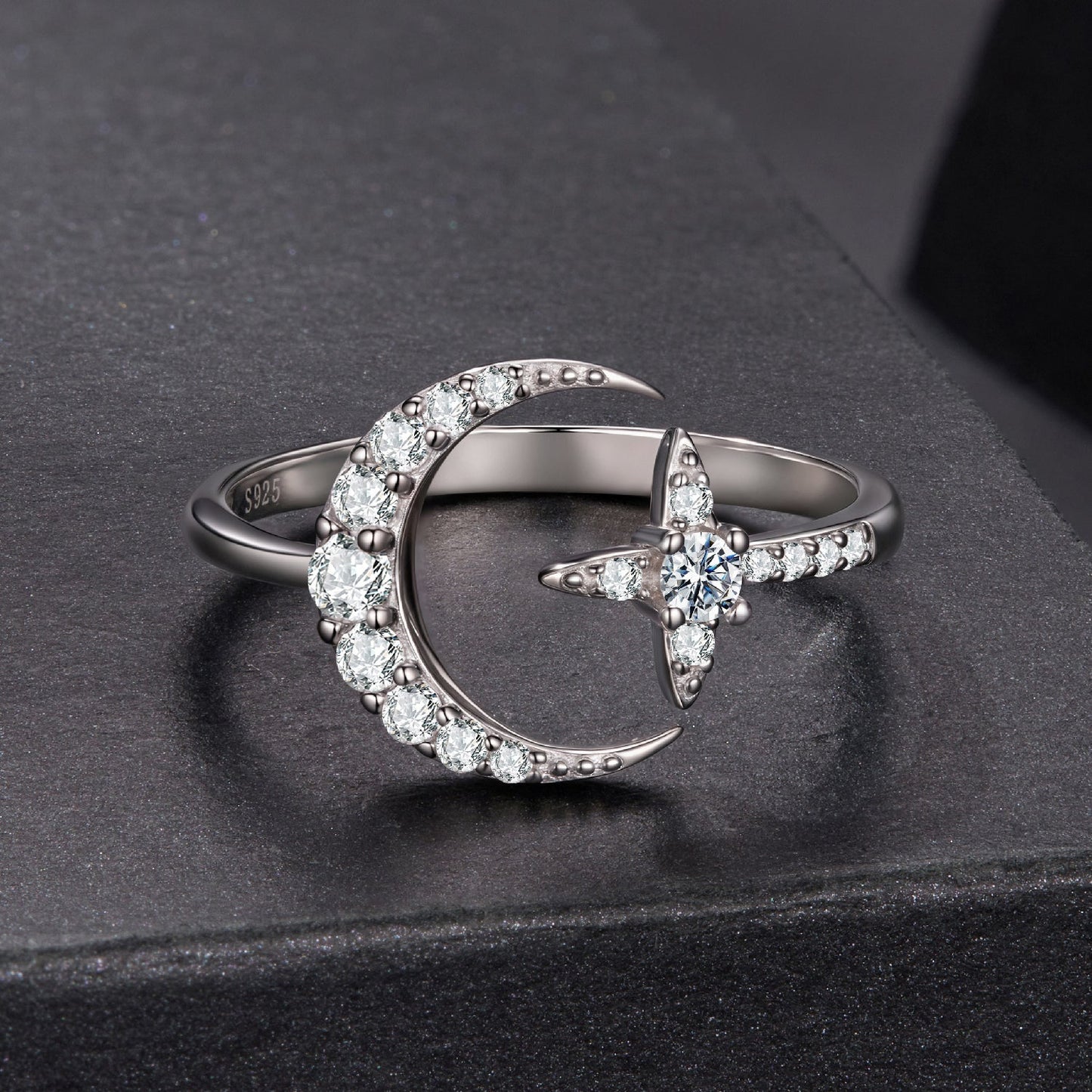 925 Sterling Silver Moissanite 0.25cm White Gold Plated Ring - Size E for Women